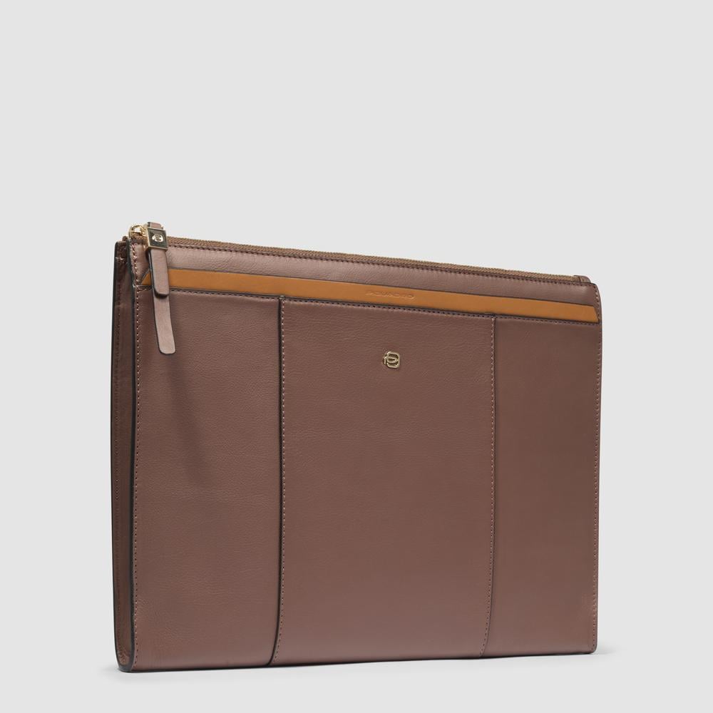 Women's leather clutch for iPad® PIQUADRO Brown