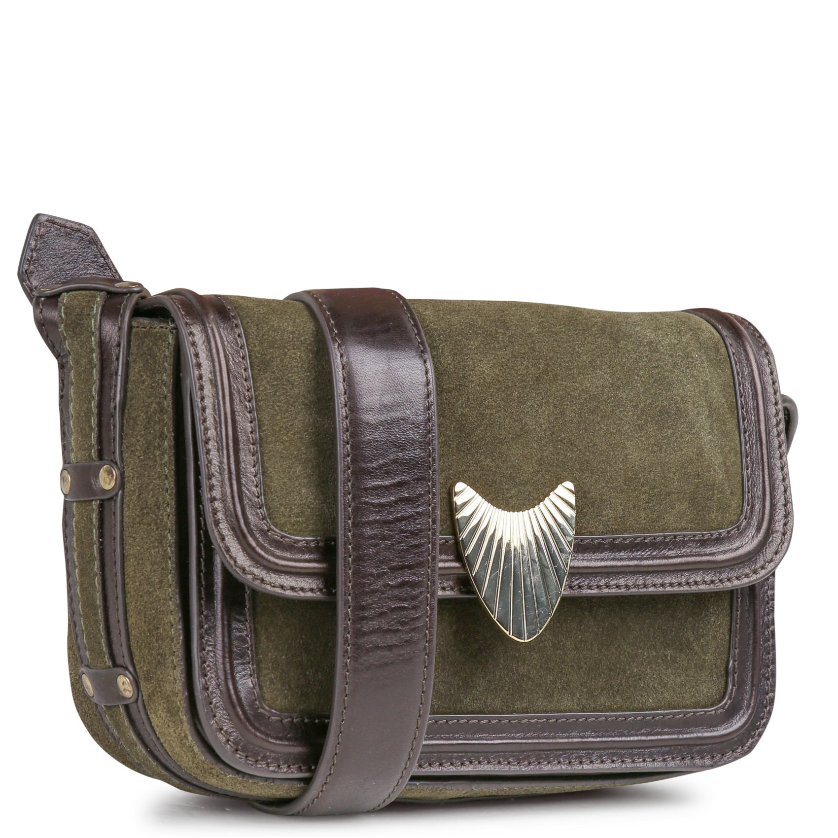 Sac bandoulière en cuir MAISON 123 Kaki