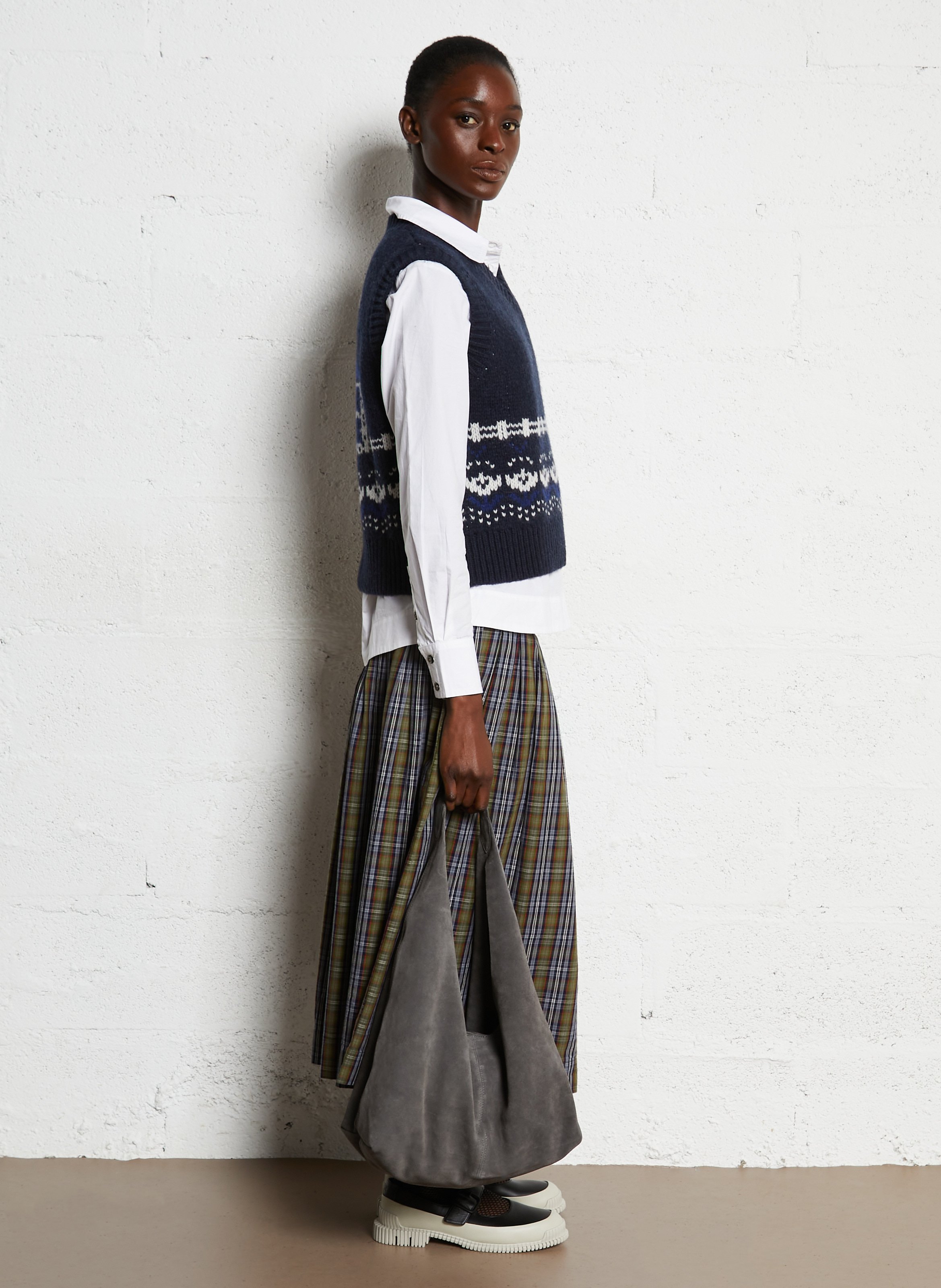 Plain suede leather Hobo bag IKKS Grey