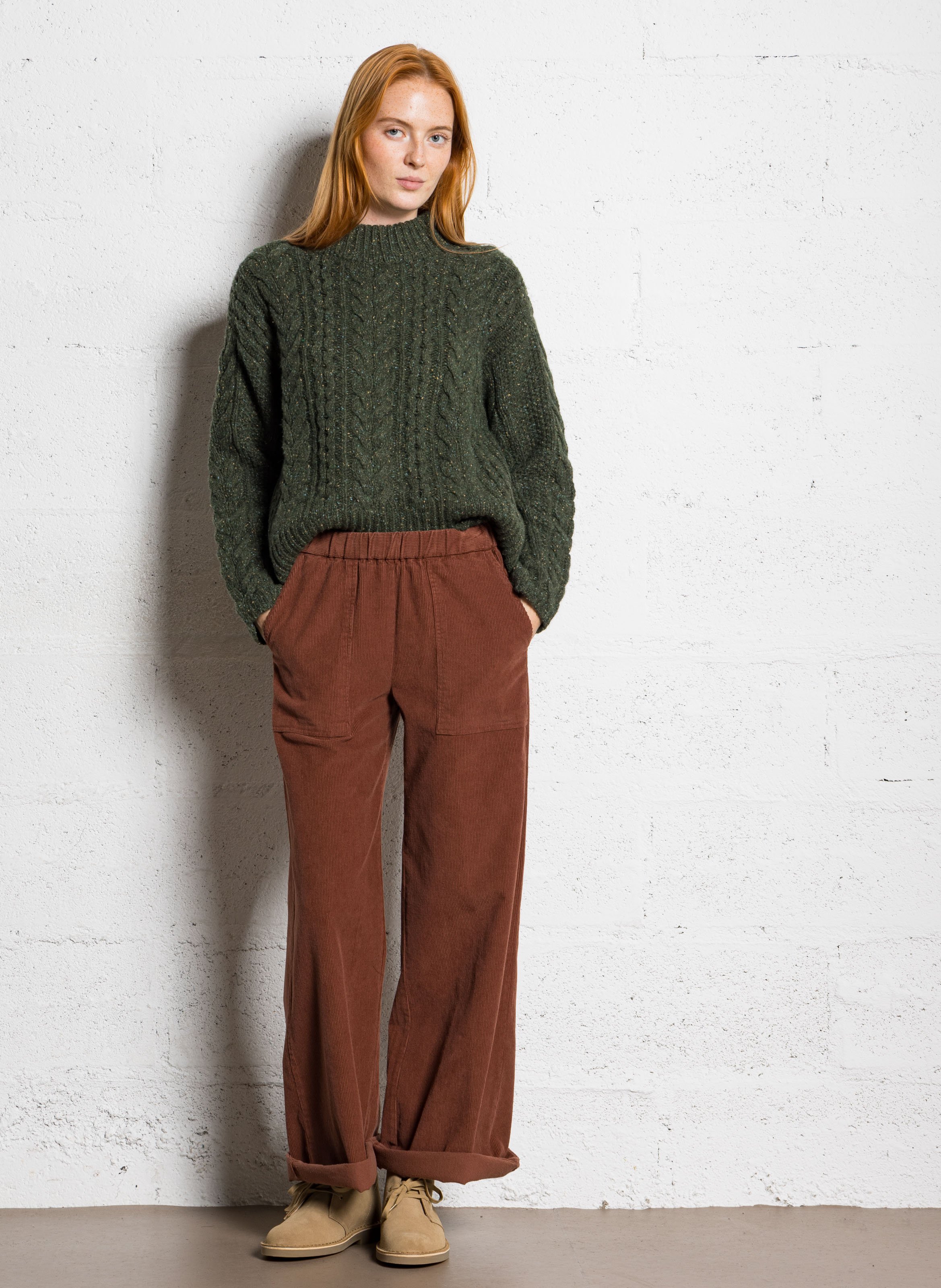 Pantalon large en velours côtelé  DIEGA Marron