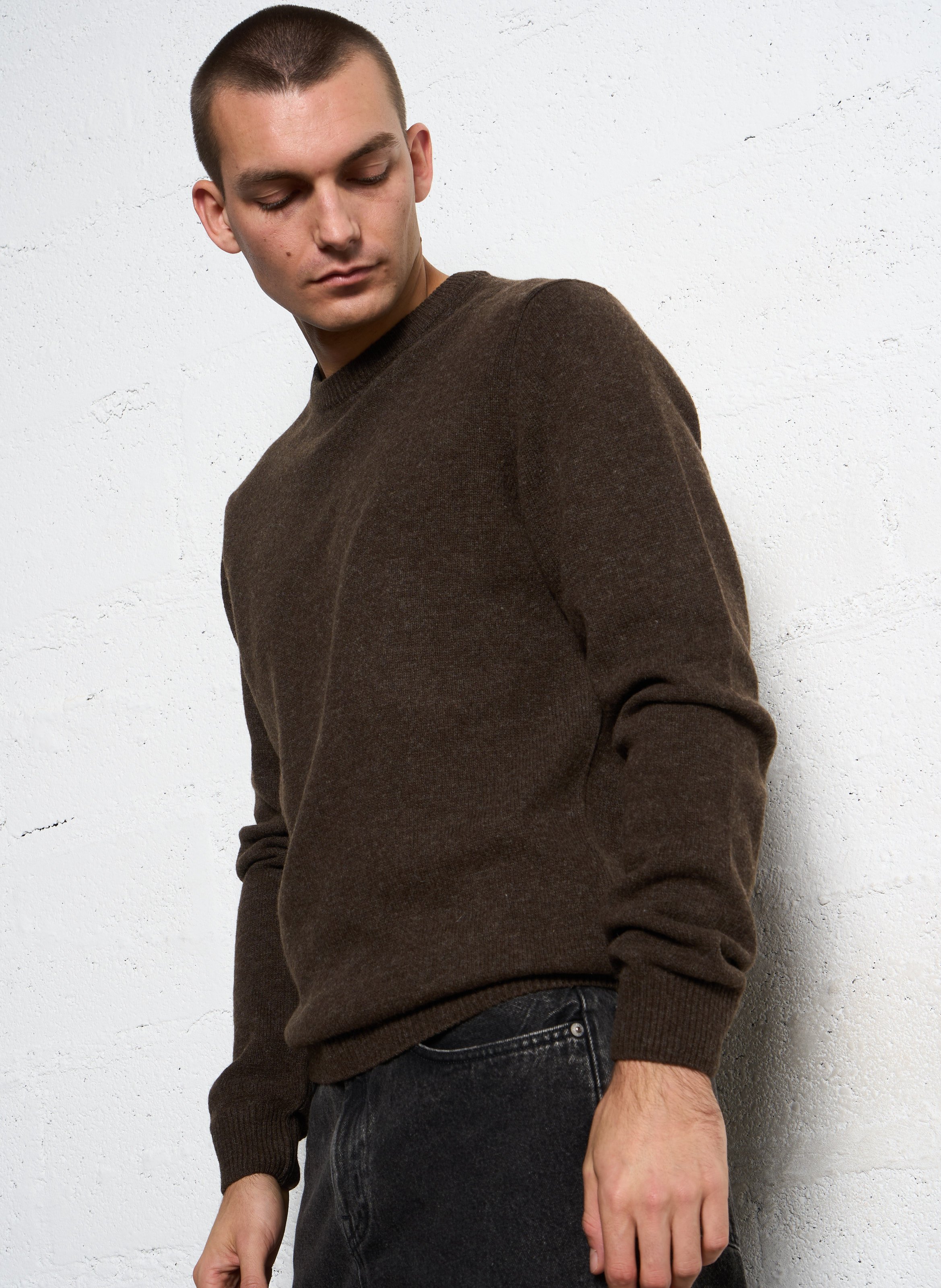 Effen trui van wolmix met lange mouwen en kant CASUAL FRIDAY