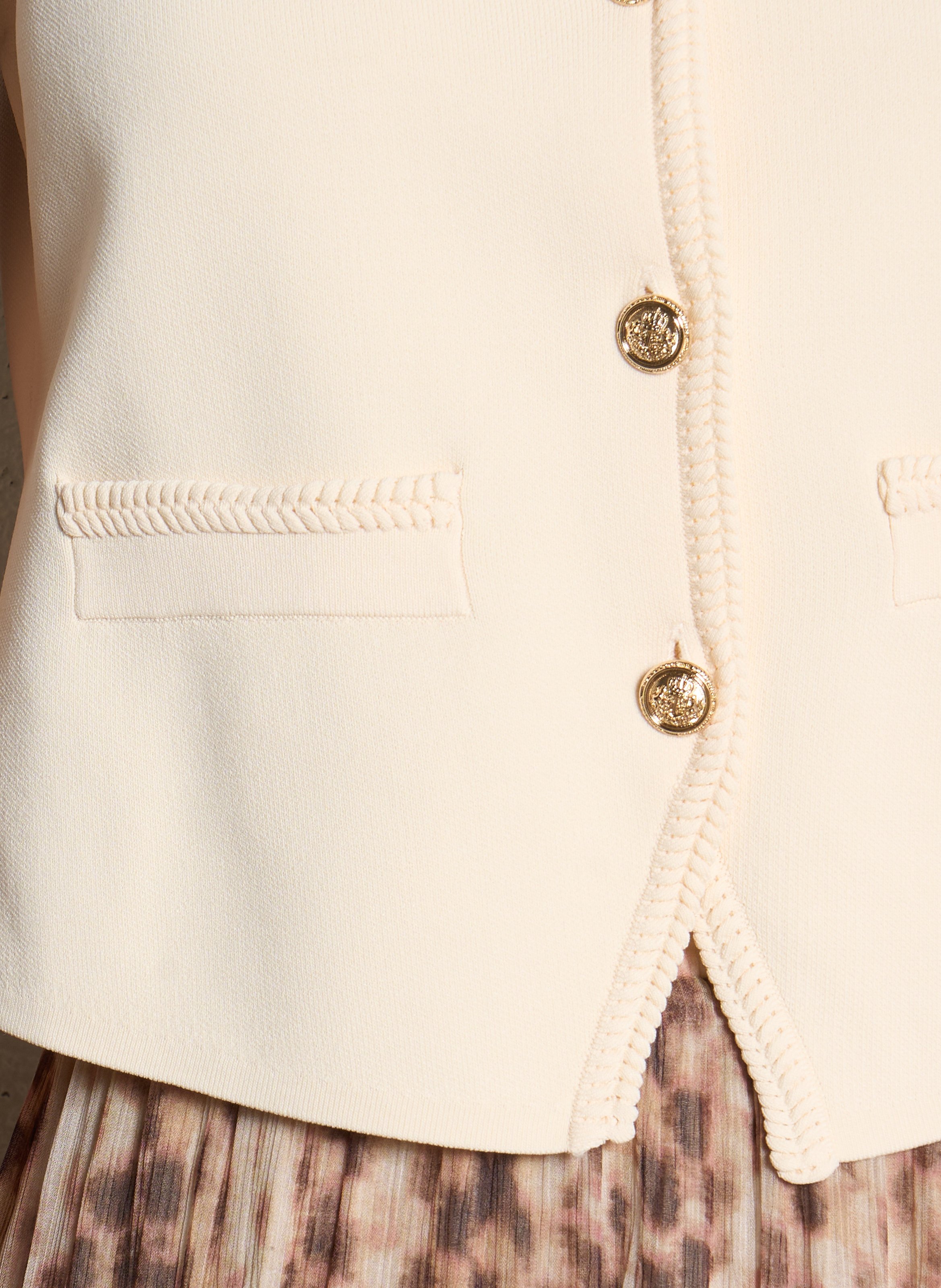 Top droit col V boutonné SUNCOO Blanc