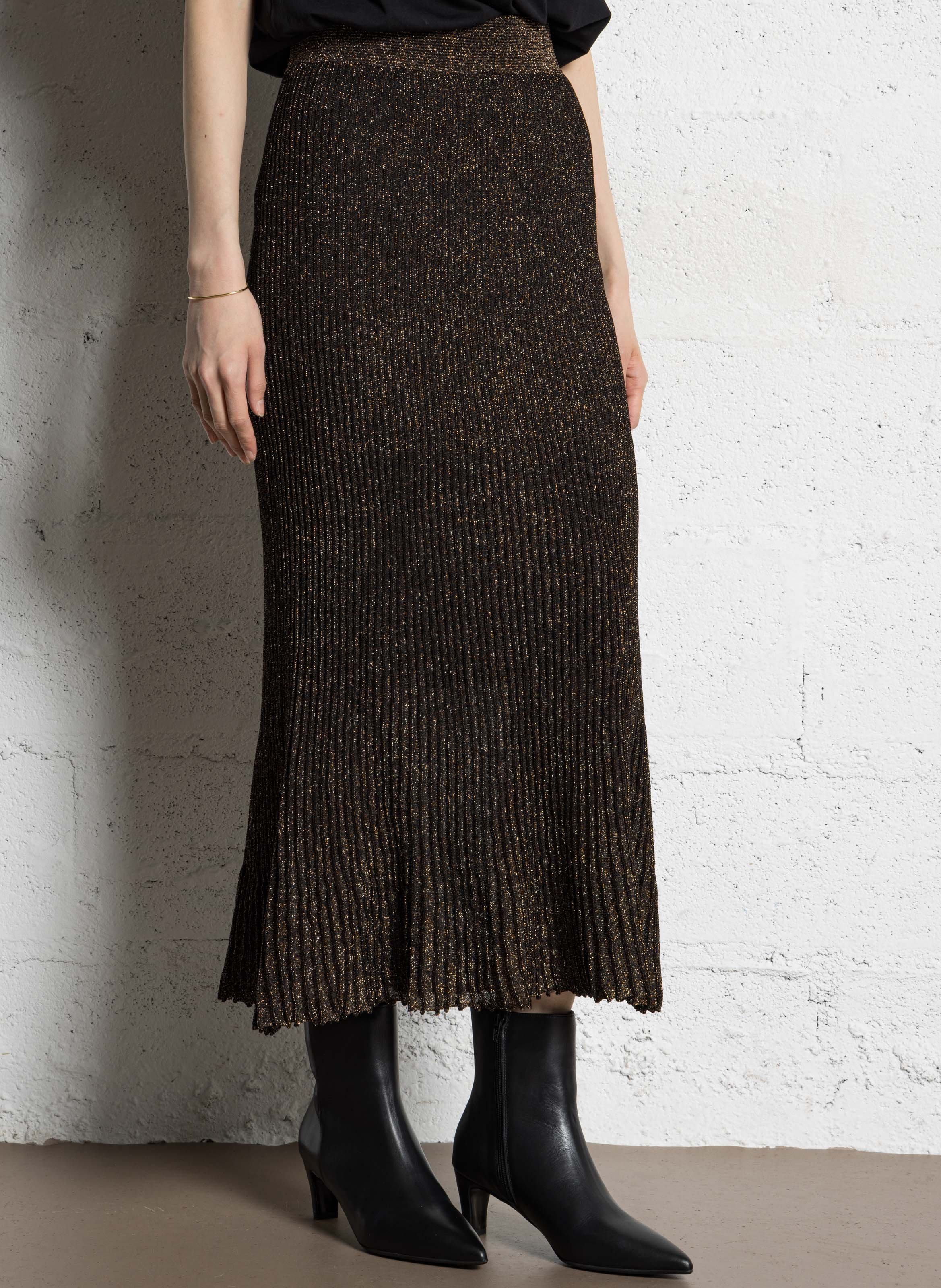 Flared metallic long skirt MAISON 123