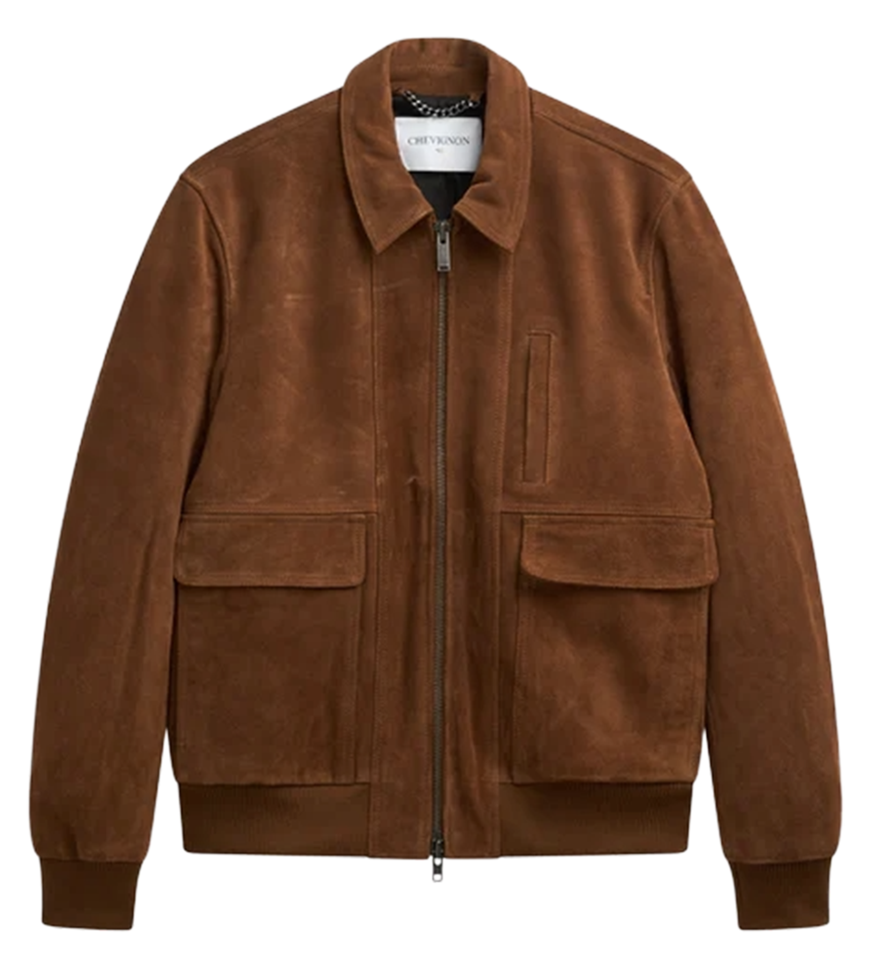Blouson col classique en cuir CHEVIGNON Marron