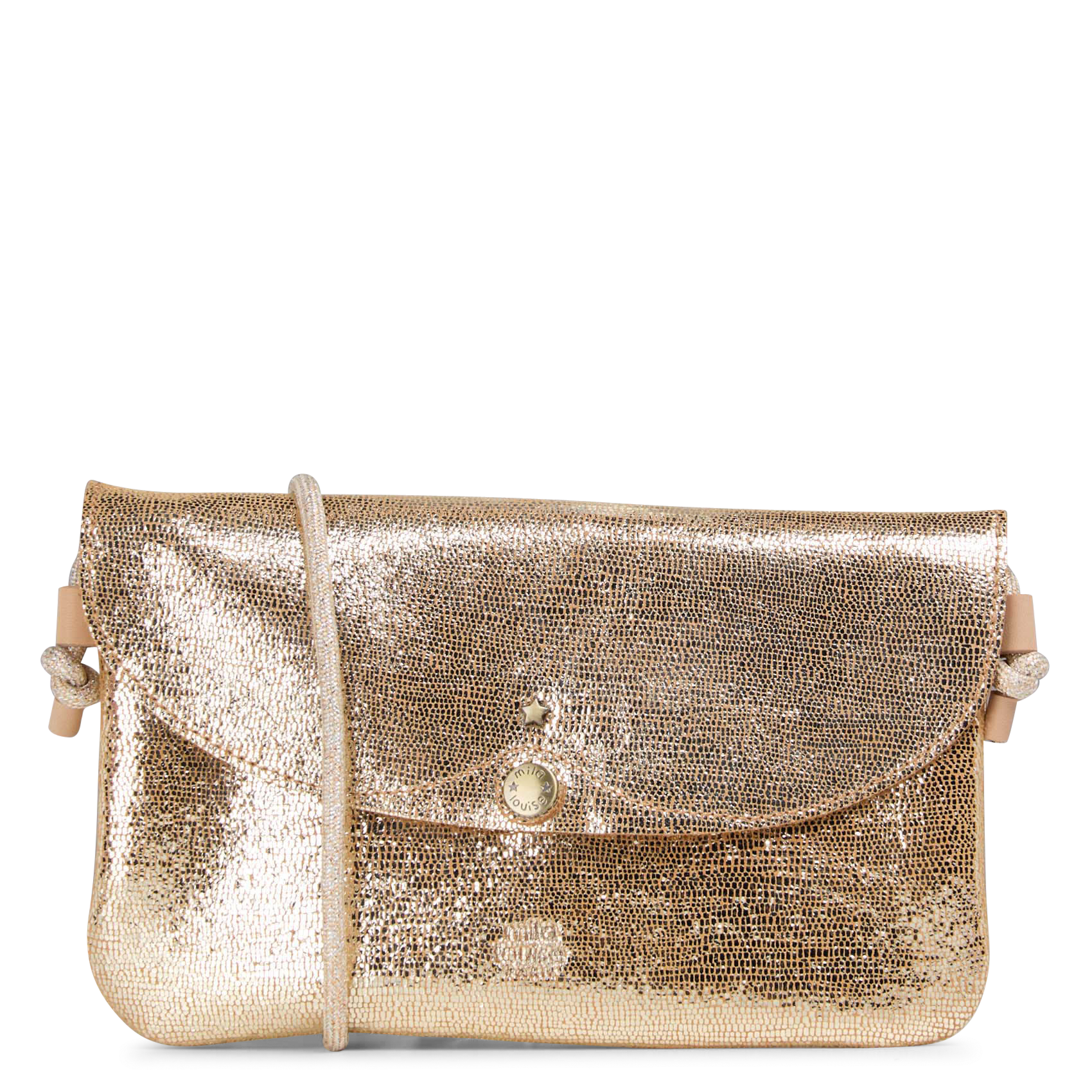 Metallic leather clutch MILA LOUISE Beige