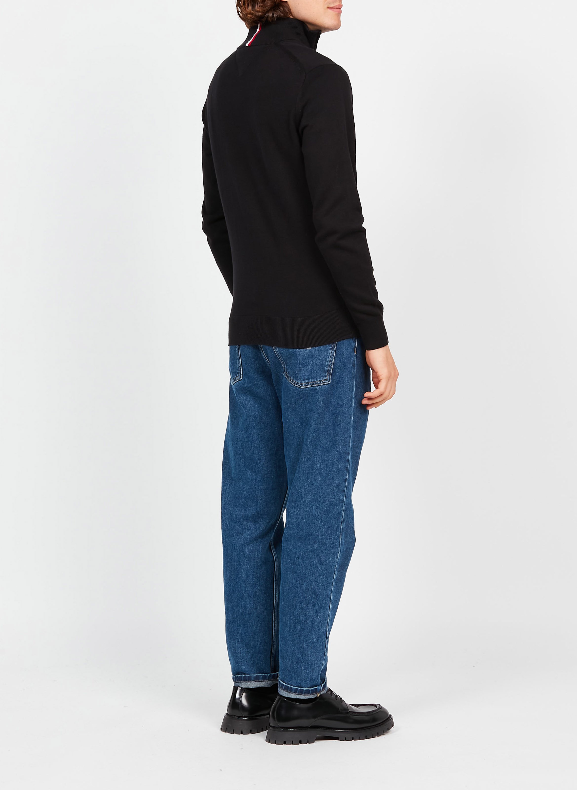 Pull col montant regular-fit en coton bio et cachemire  TOMMY HILFIGER Noir