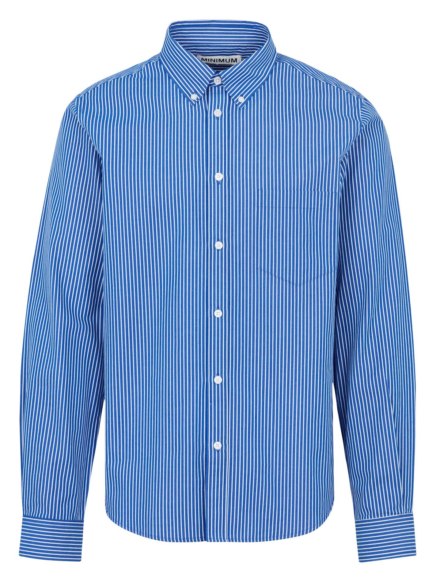 Chemise droite boutonnée à rayures MINIMUM Bleu