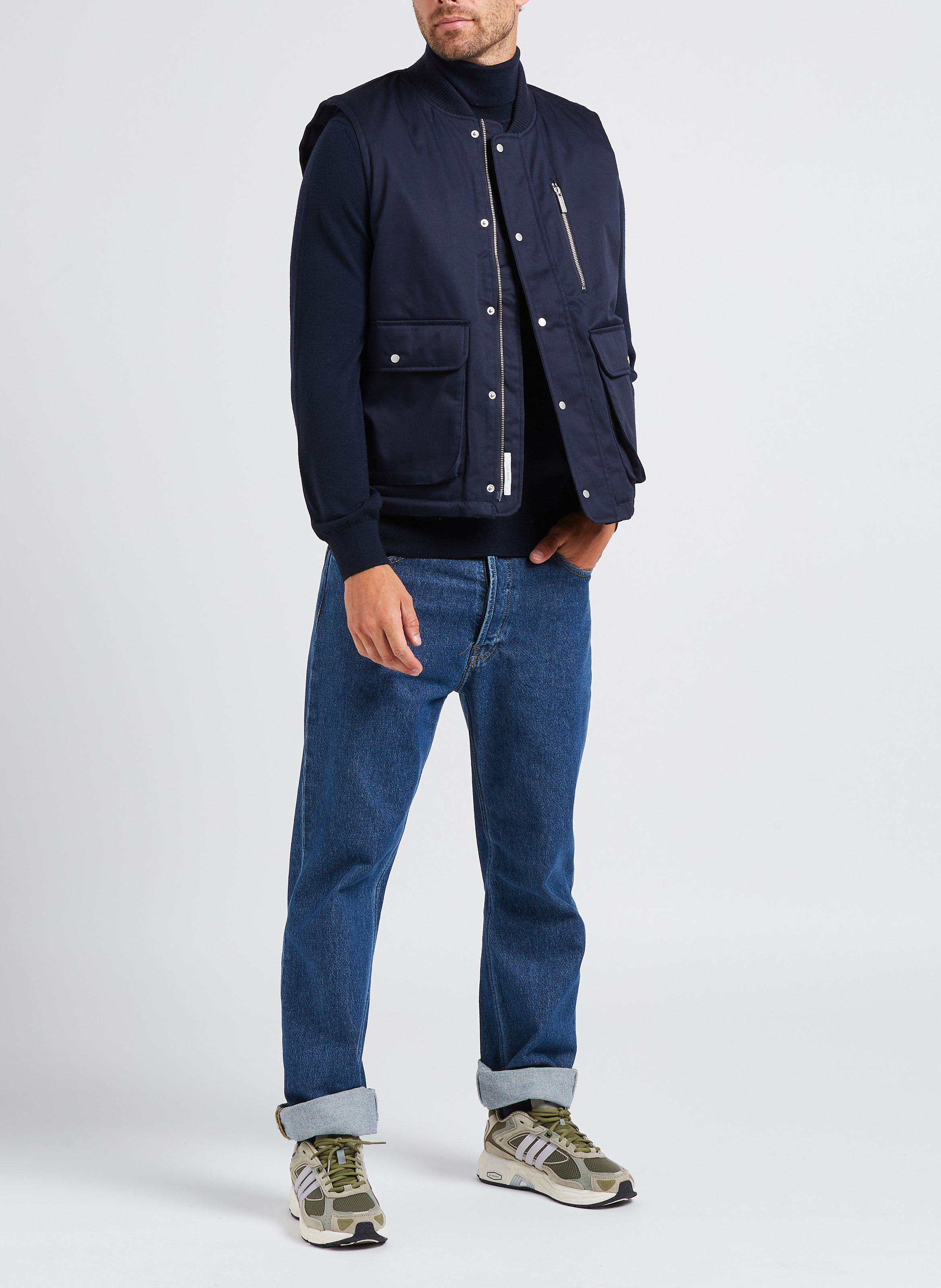 Sleeveless cotton-blend jacket LES DEUX Blue