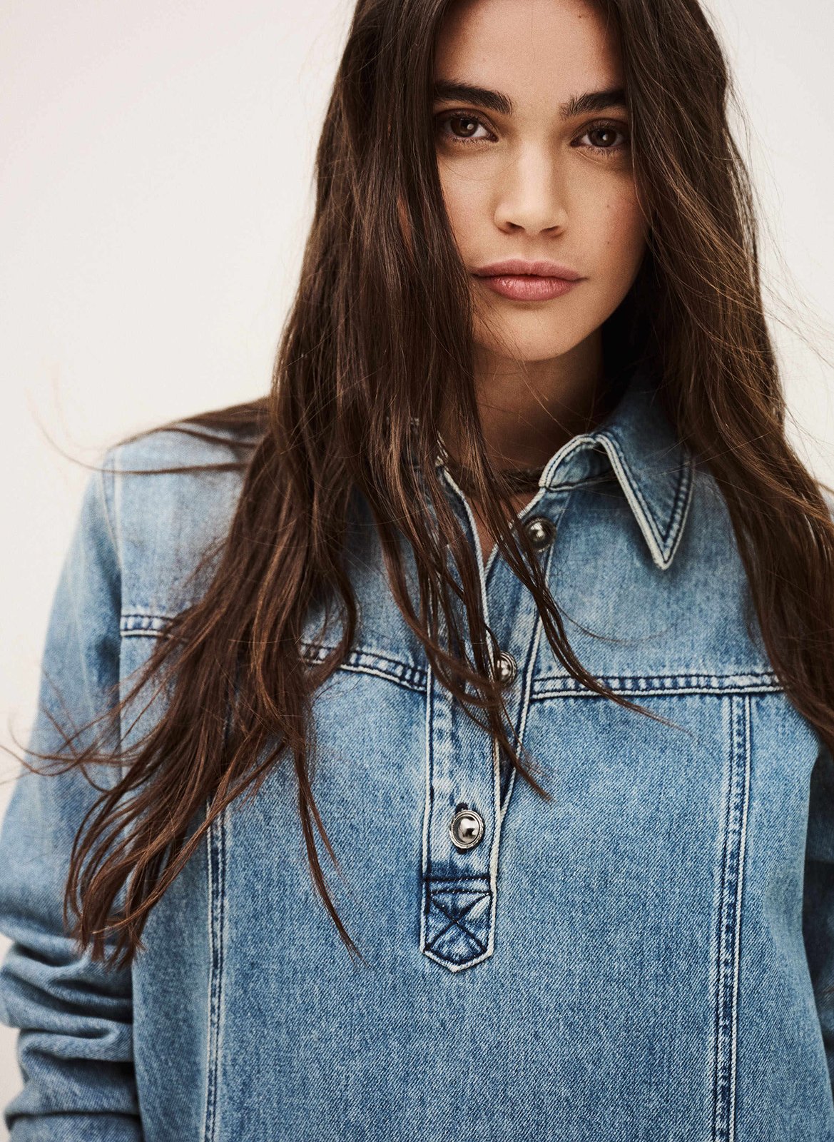 Korte hemdjurk van jeans Blauw