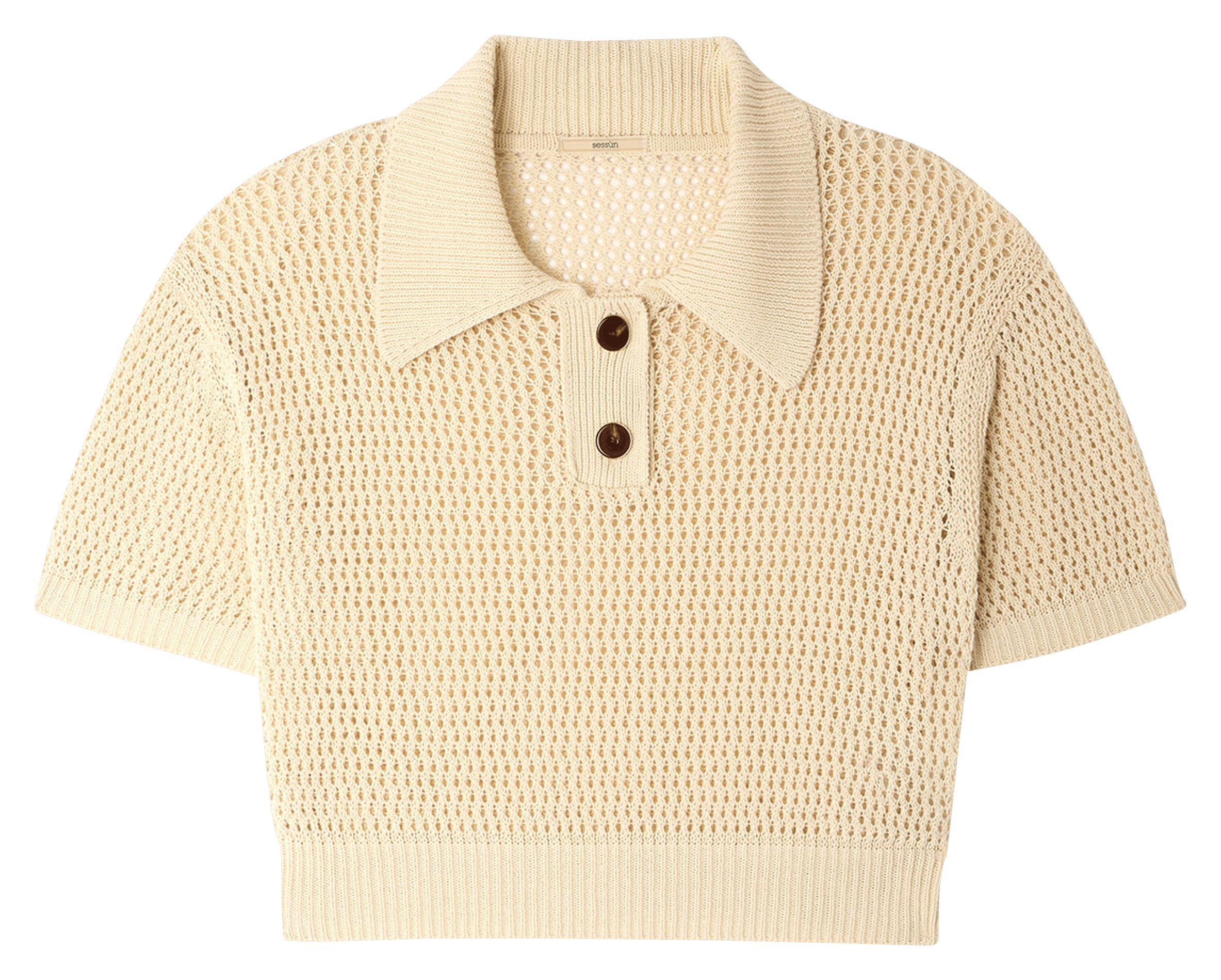 Polo en maille court en coton SESSUN Beige