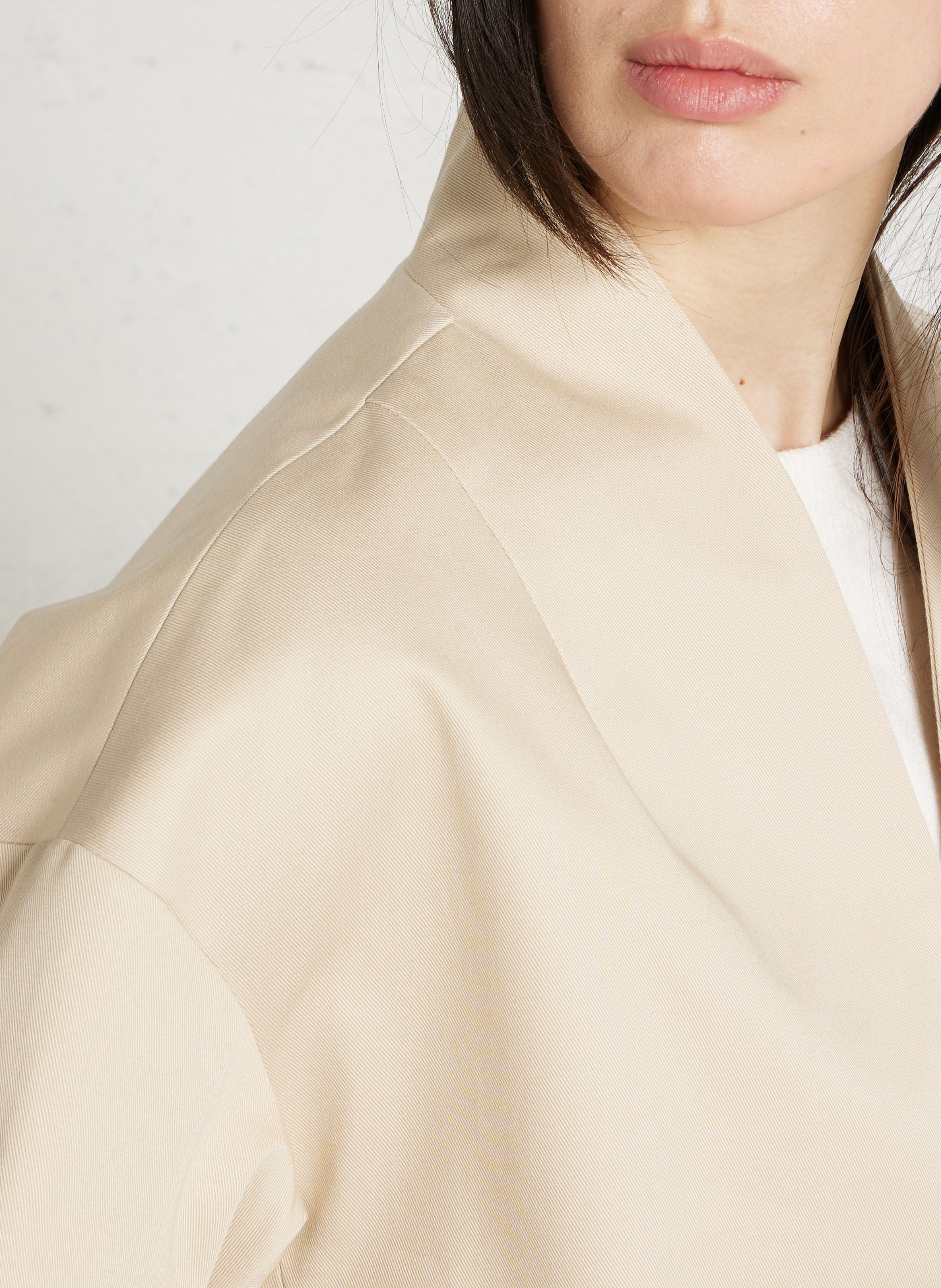 Blouson col V en coton PLEASE Marron