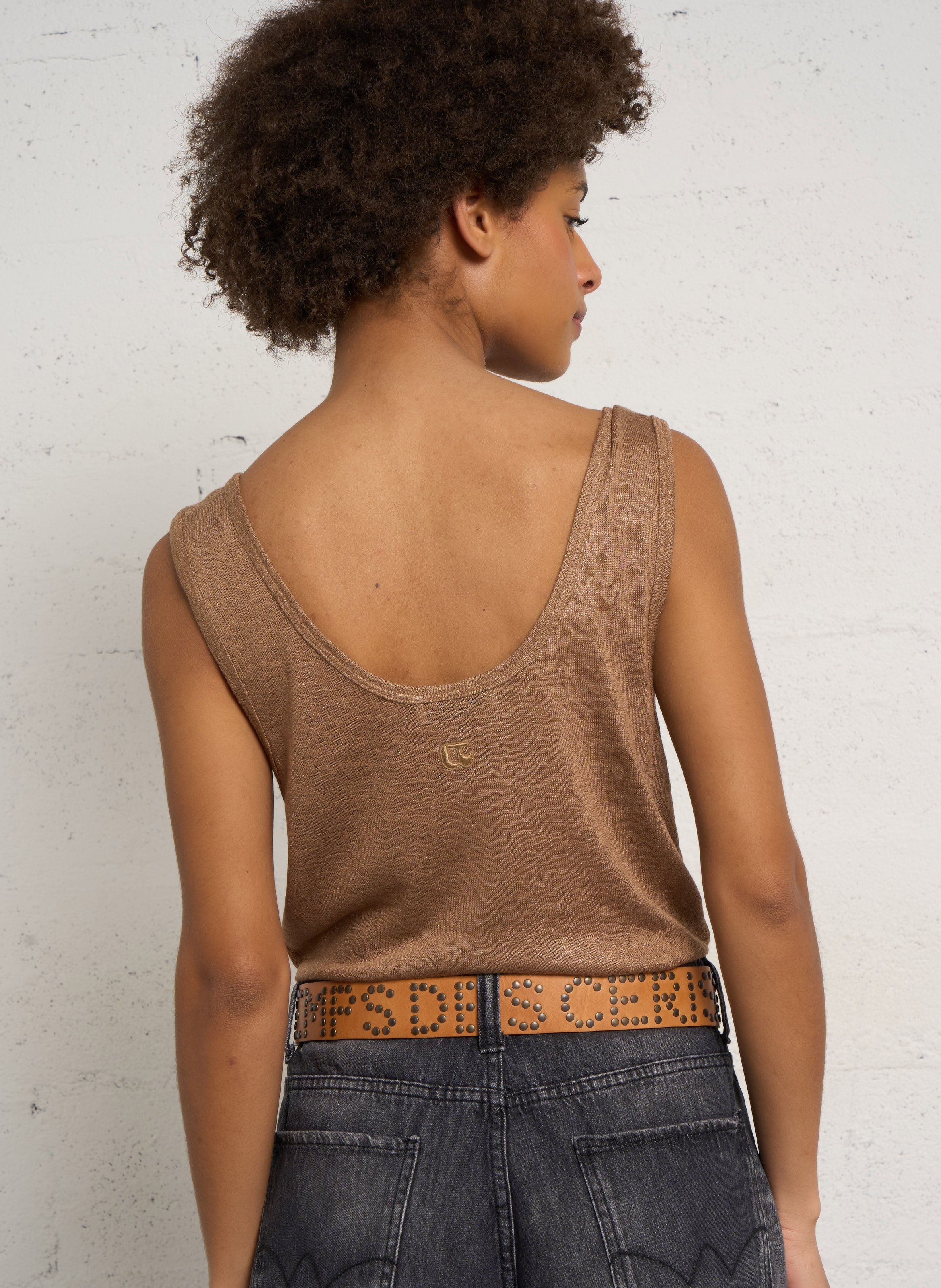 Débardeur droit col rond LE TEMPS DES CERISES Marron