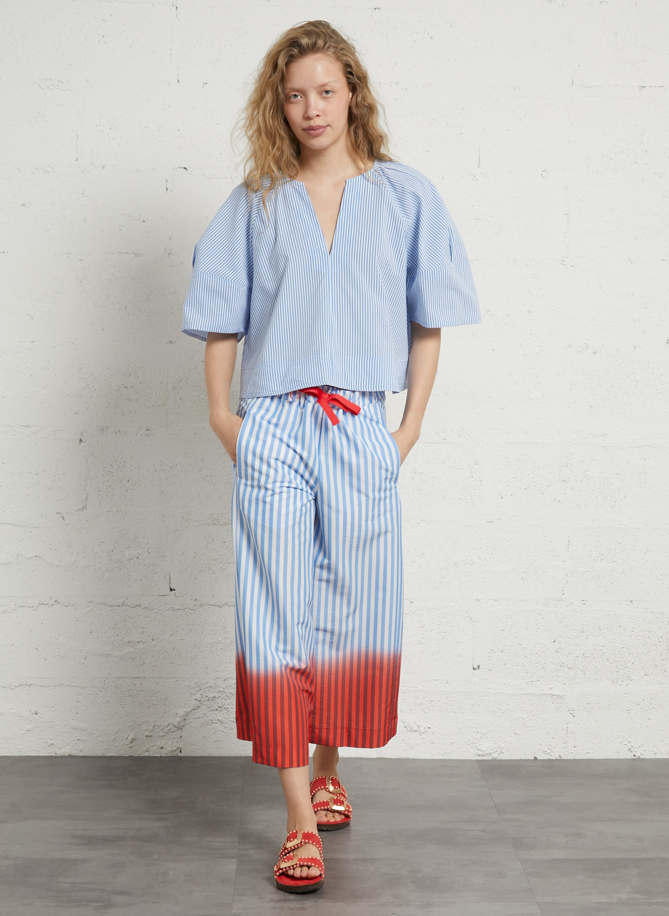 Sandales plates à brides en cuir SEMERDJIAN - SMR Rouge