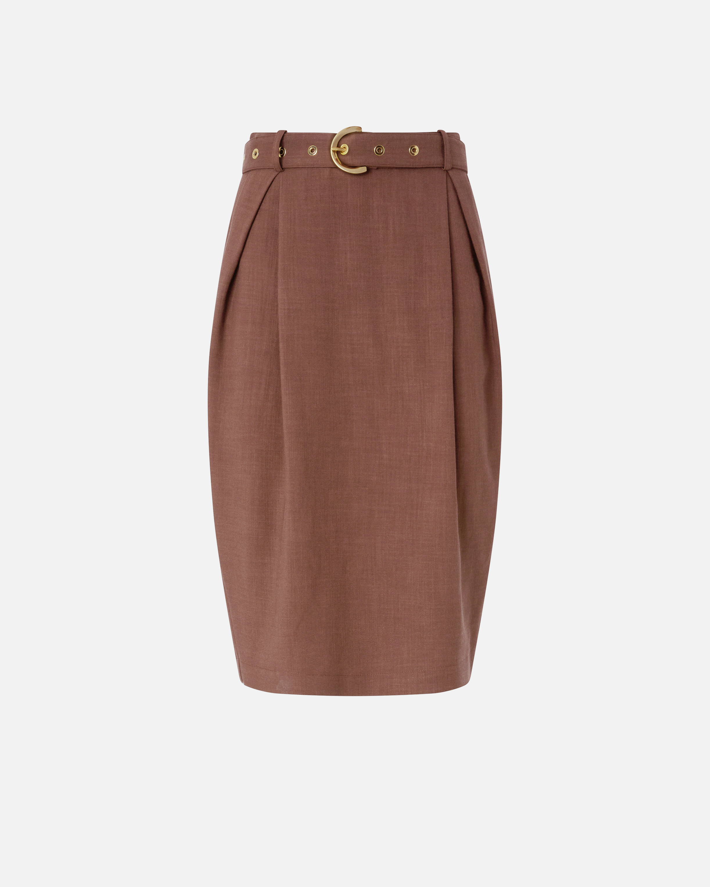 Fitted midi skirt with belt PINKO Brown