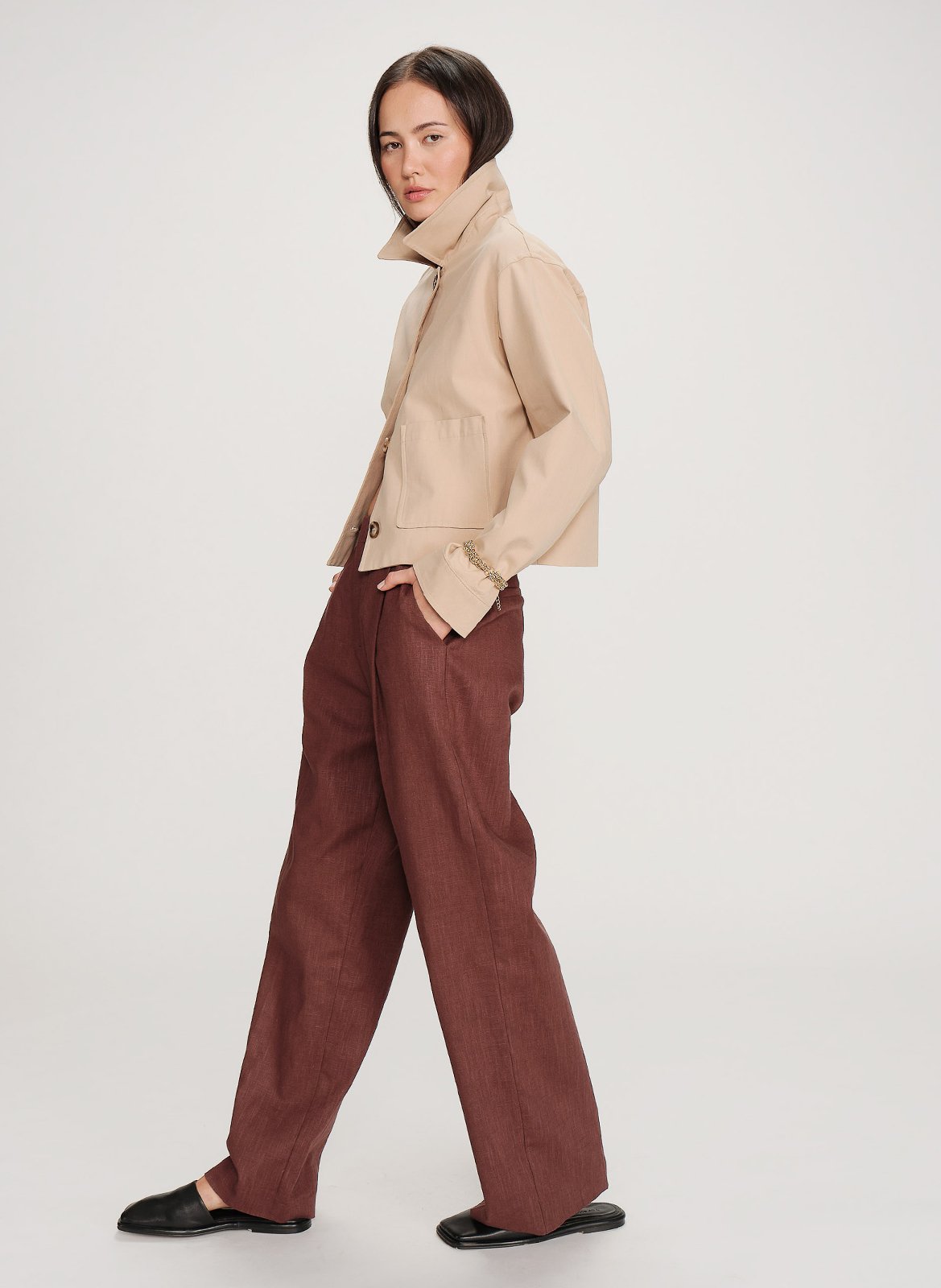 Cotton-blend coat with classic collar GRACE ET MILA Beige