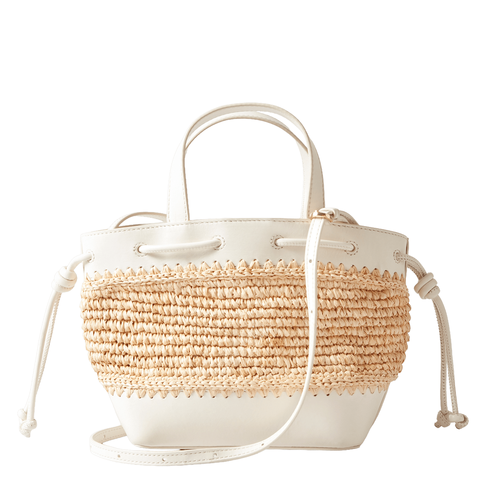 Gevlochten raffia en gladleren tas CLAUDIE PIERLOT Beige