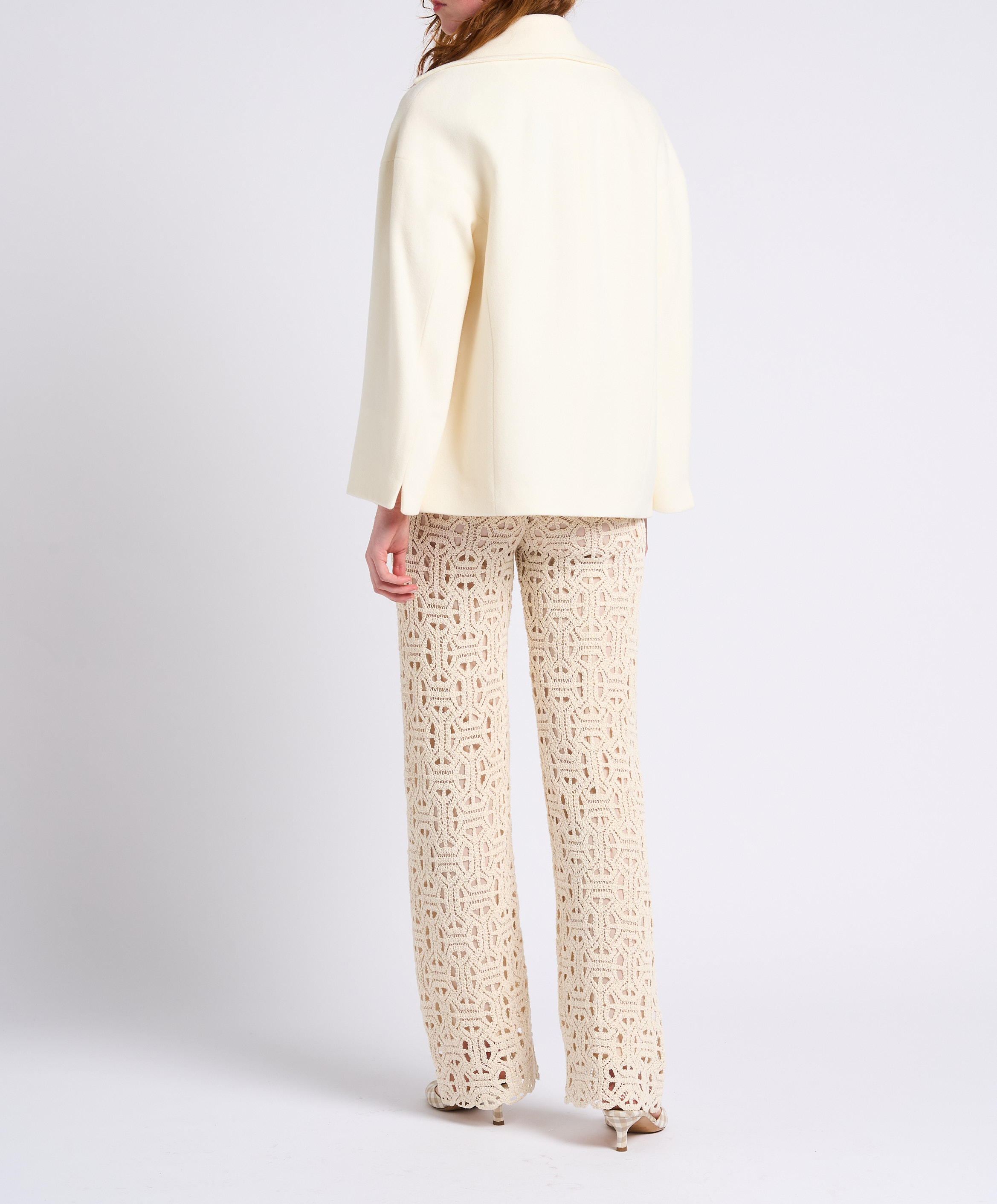 Heeled gingham mules RIVECOUR Beige