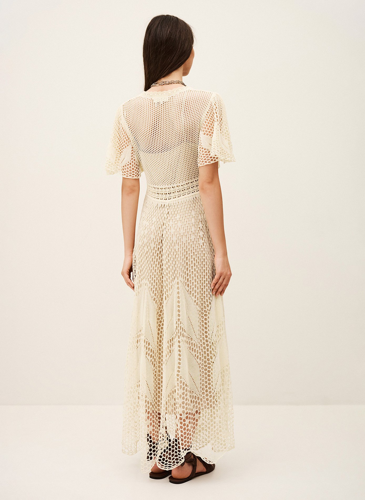 Robe longue col V en coton bio BA&SH Beige