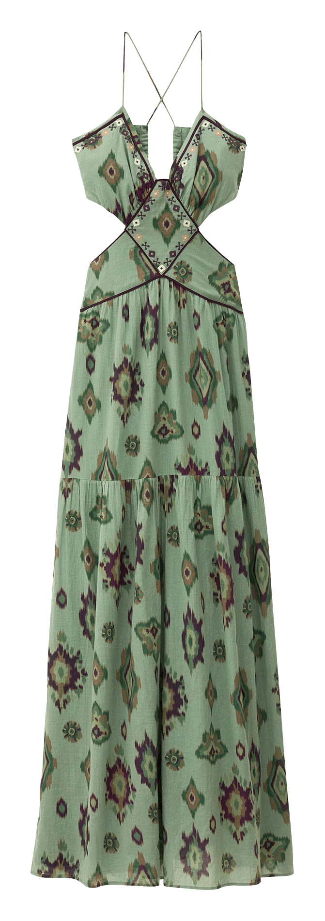Robe longue évasée en coton BA&SH Vert