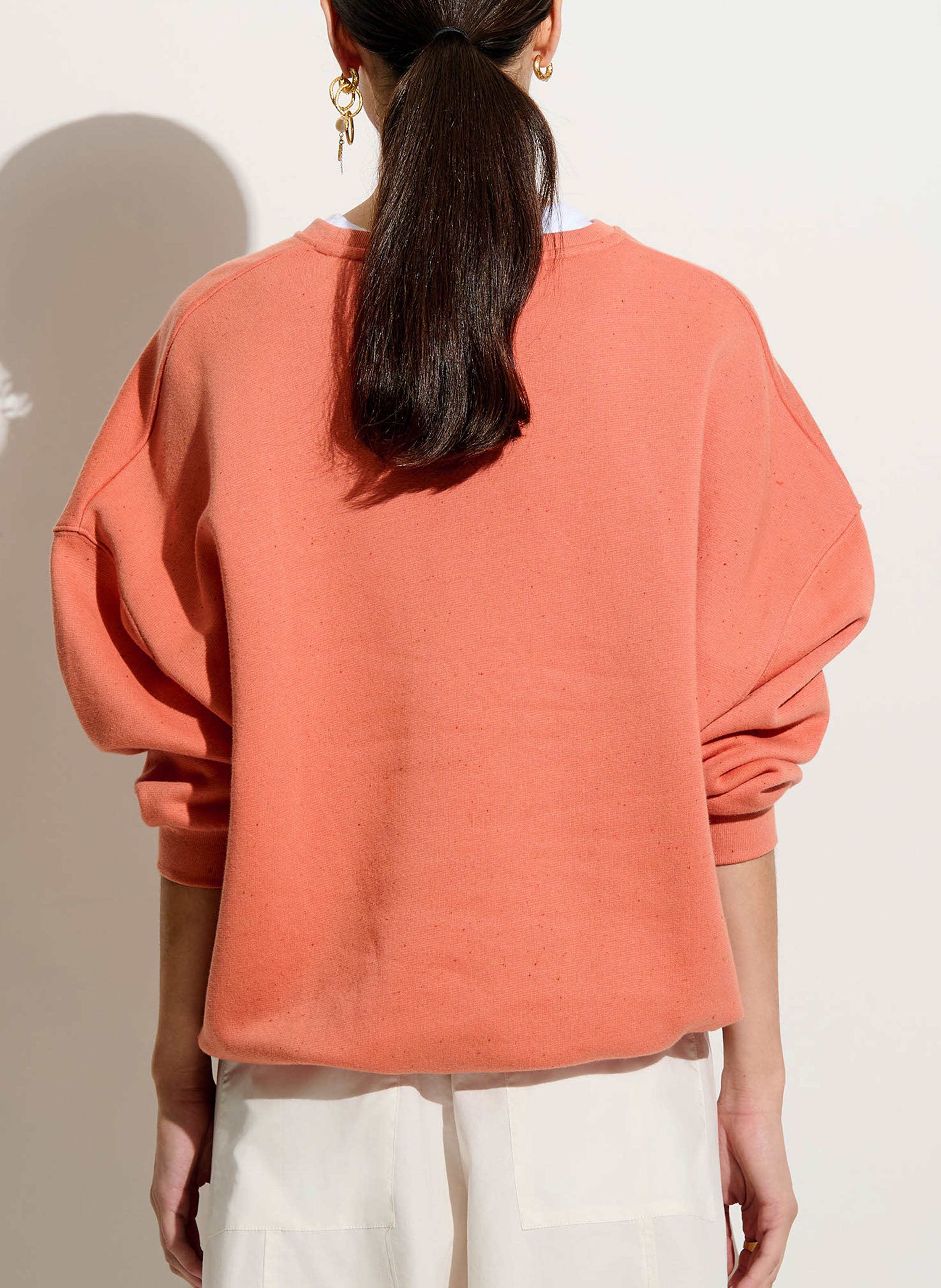 Oversized round-neck cotton-blend sweatshirt | Pink SESSUN Women
