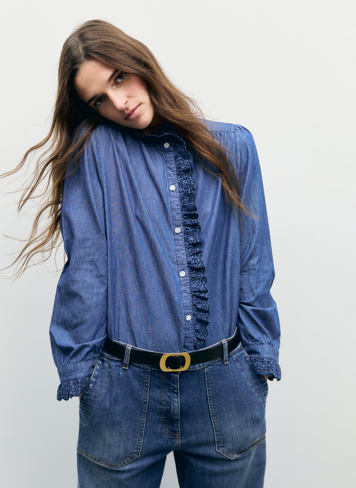 Gerade Jeanshemd mit Spitze GERARD DAREL Blau