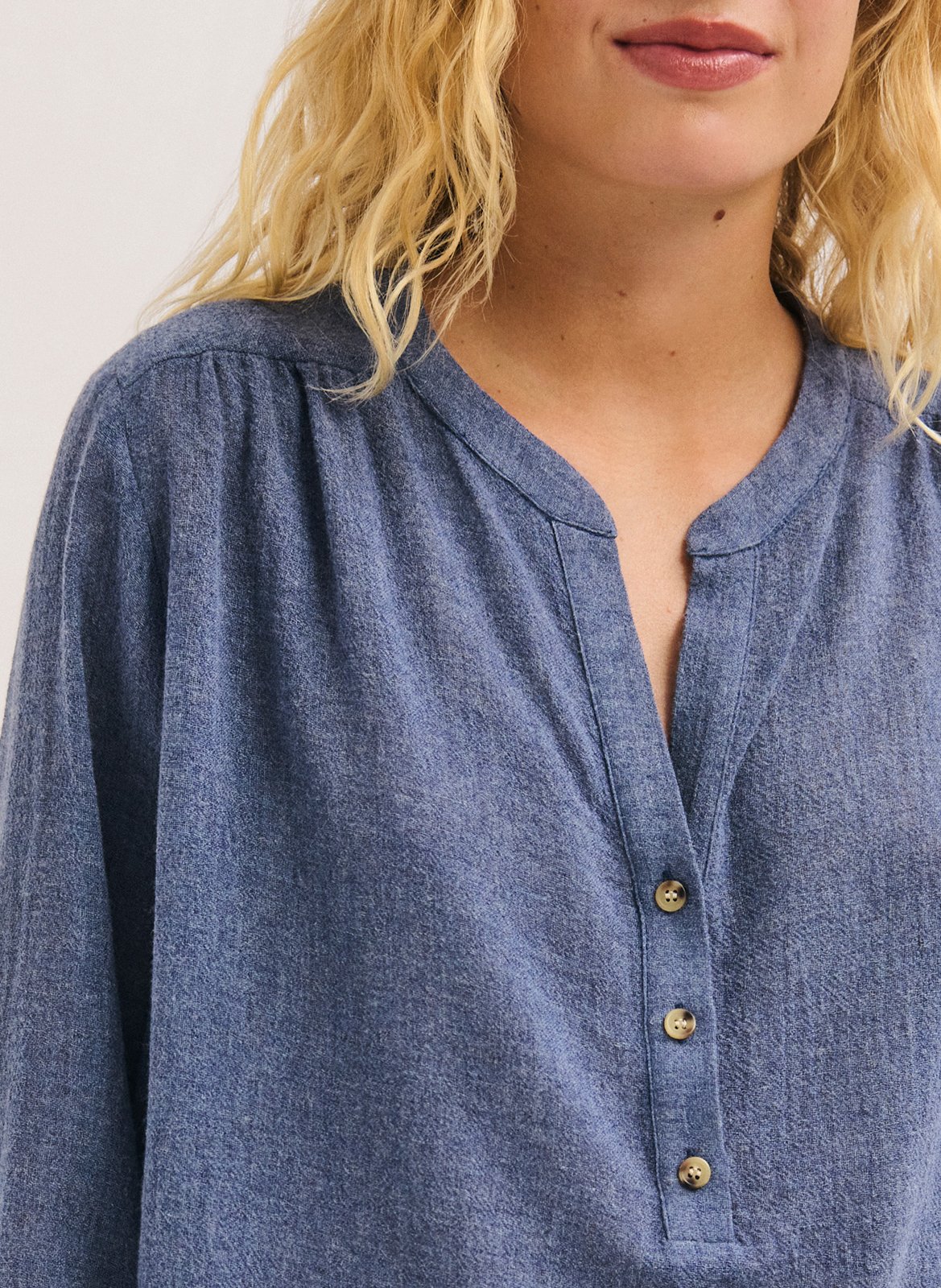 Top oversize col tunisien PABLO Bleu