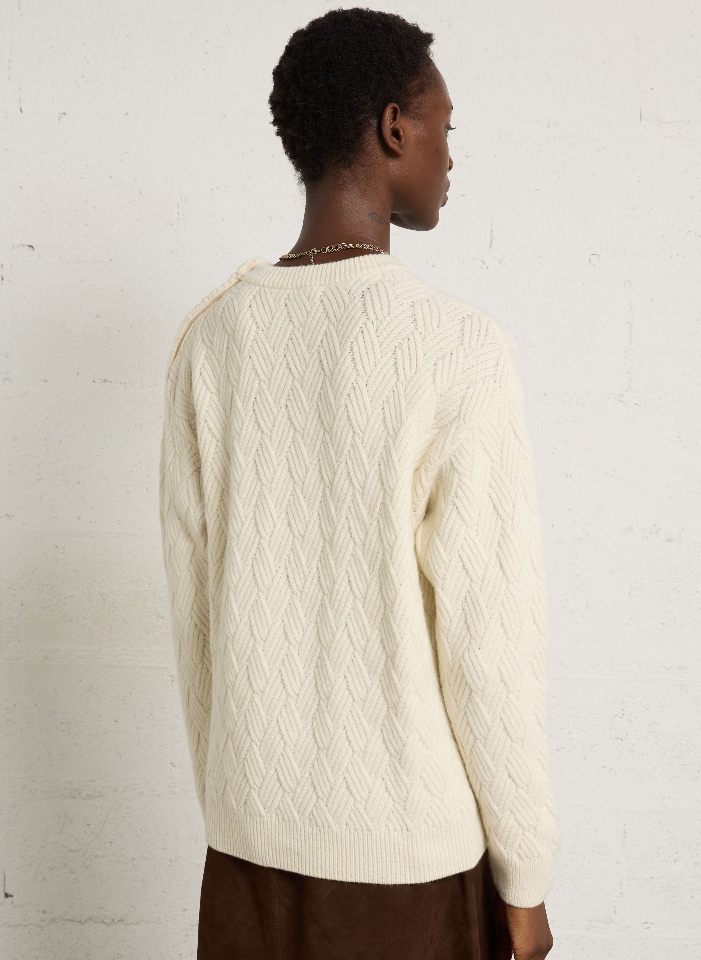 Pull oversize col rond en laine mélangée ARMOR LUX Beige