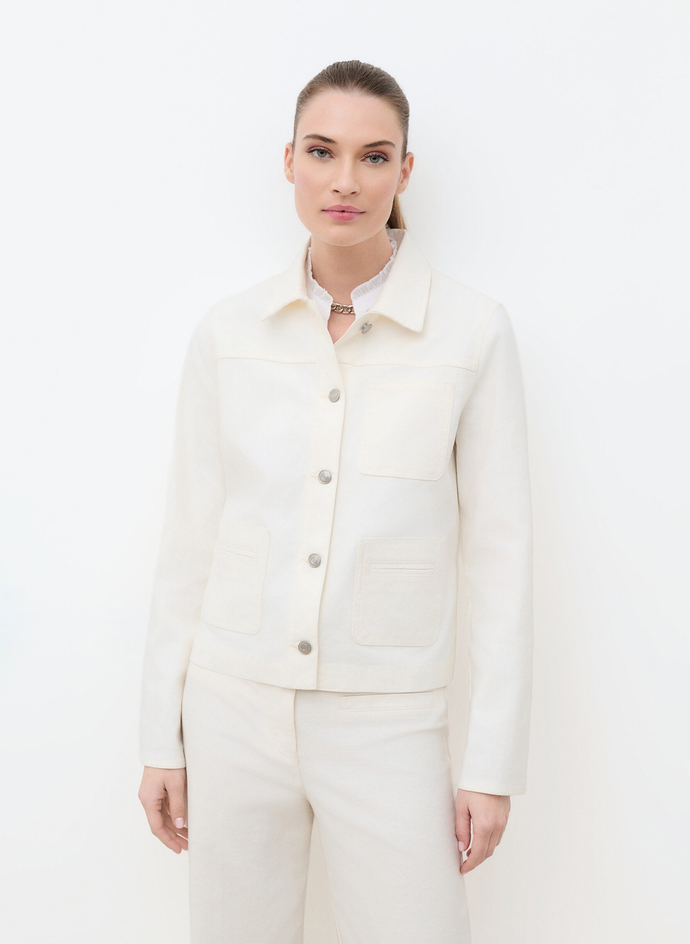 Veste col classique en coton mélangé CAROLL Beige