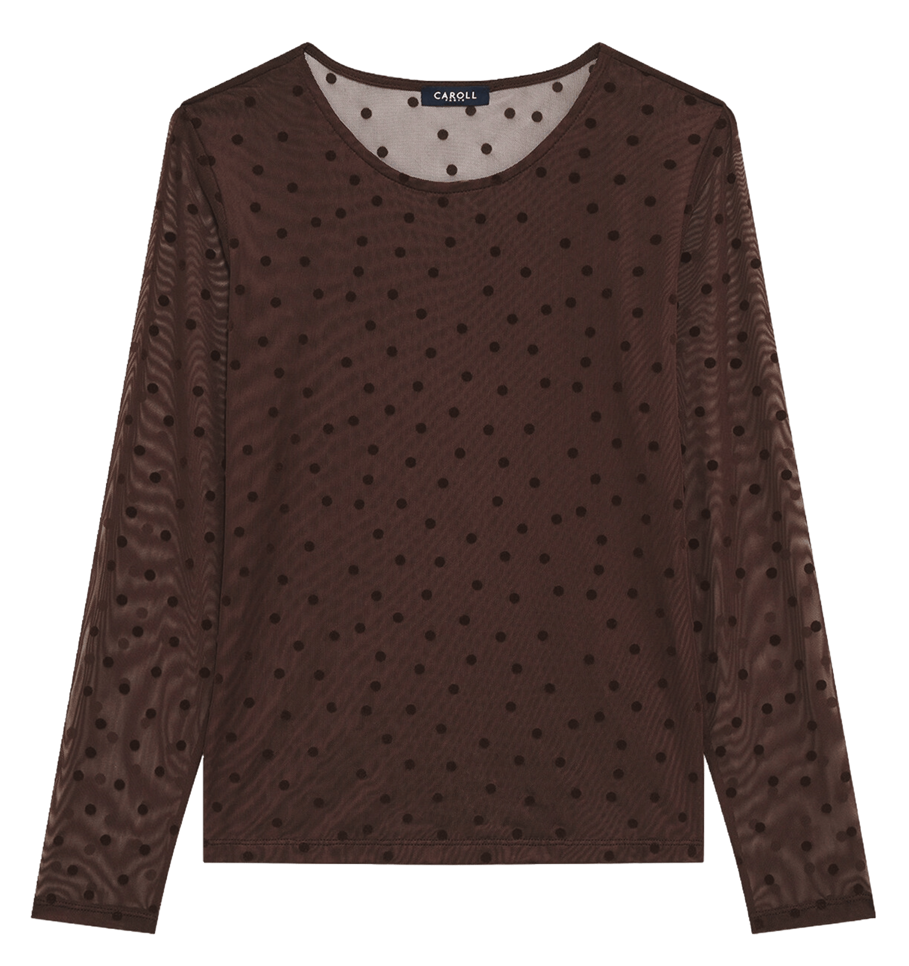 Eng anliegendes T-Shirt mit Polka-Dots und Rundhalsausschnitt CAROLL Braun