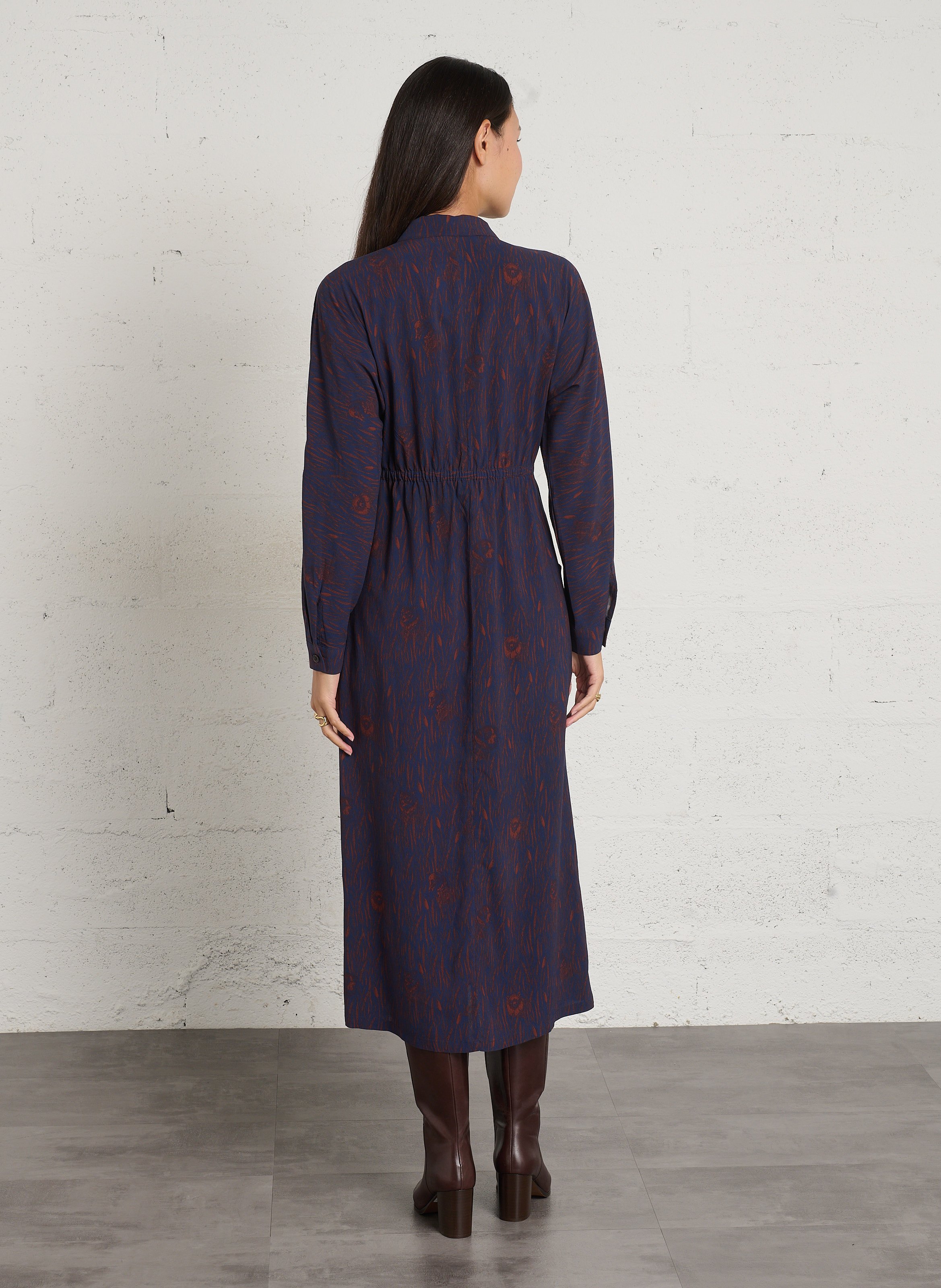 Robe droite boutonnée à imprimé NICE THINGS Bleu
