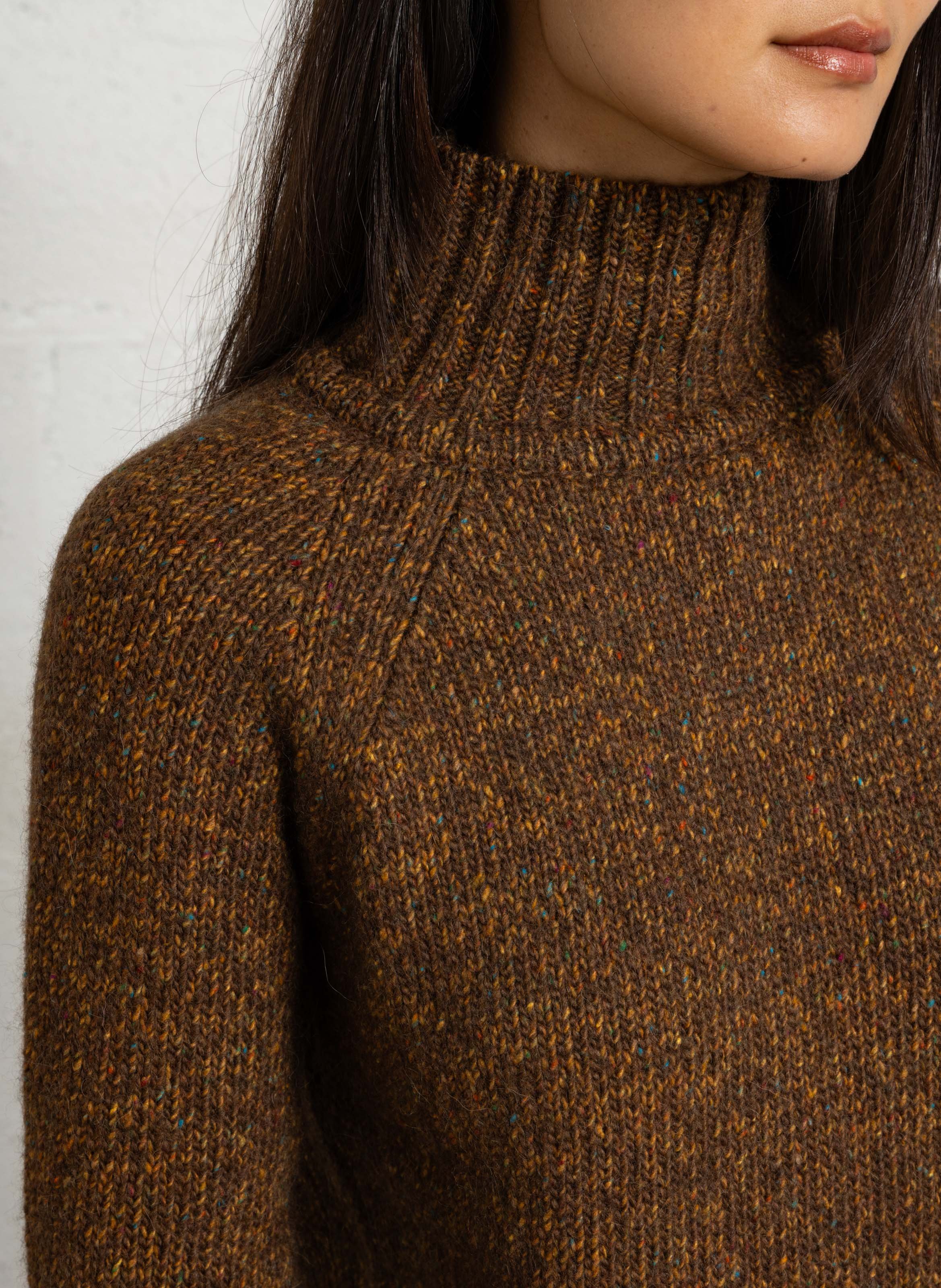 Pull droit col montant DIEGA Marron