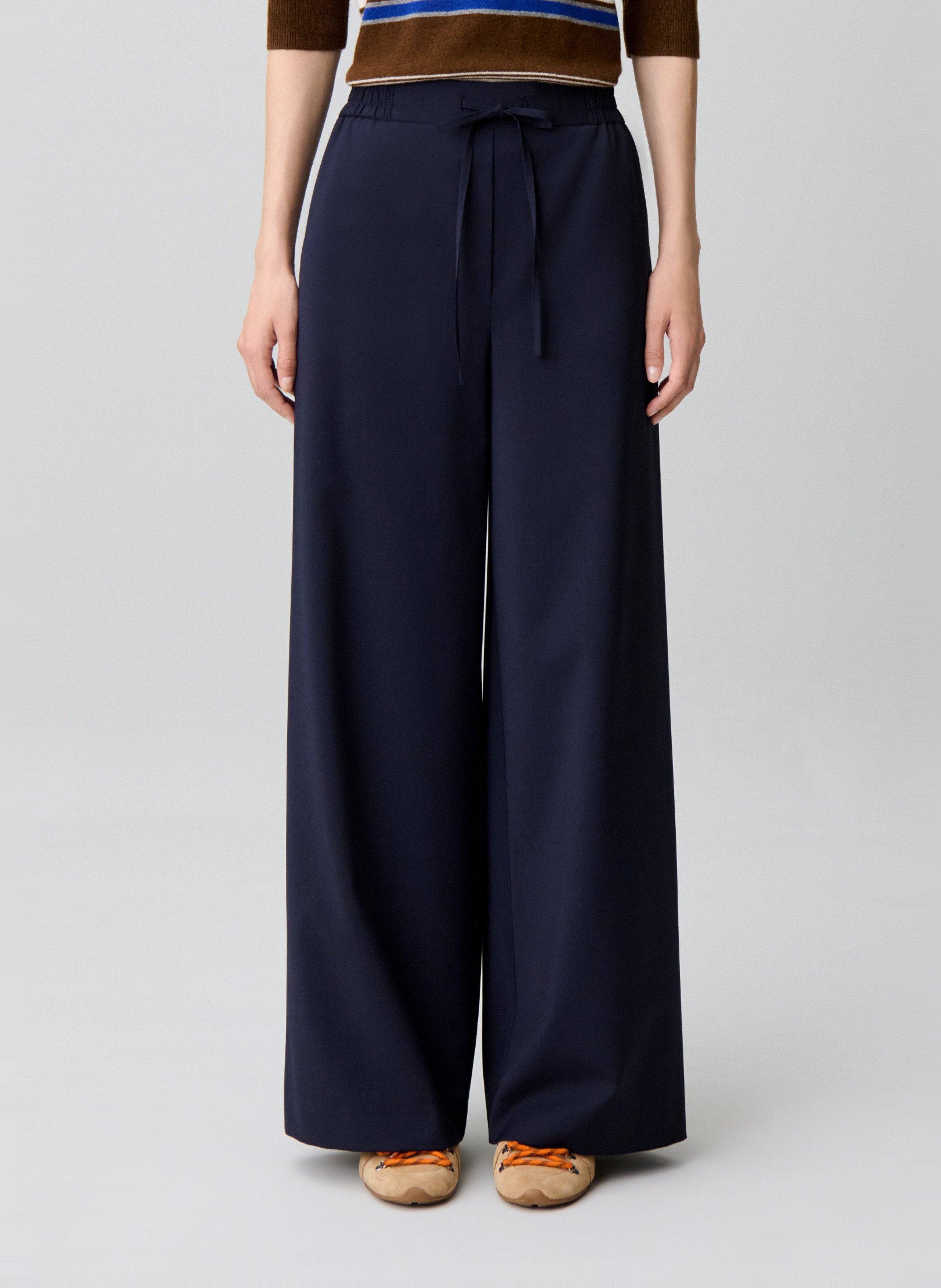 Weite Hose aus Wollmix CLAUDIE PIERLOT Blau