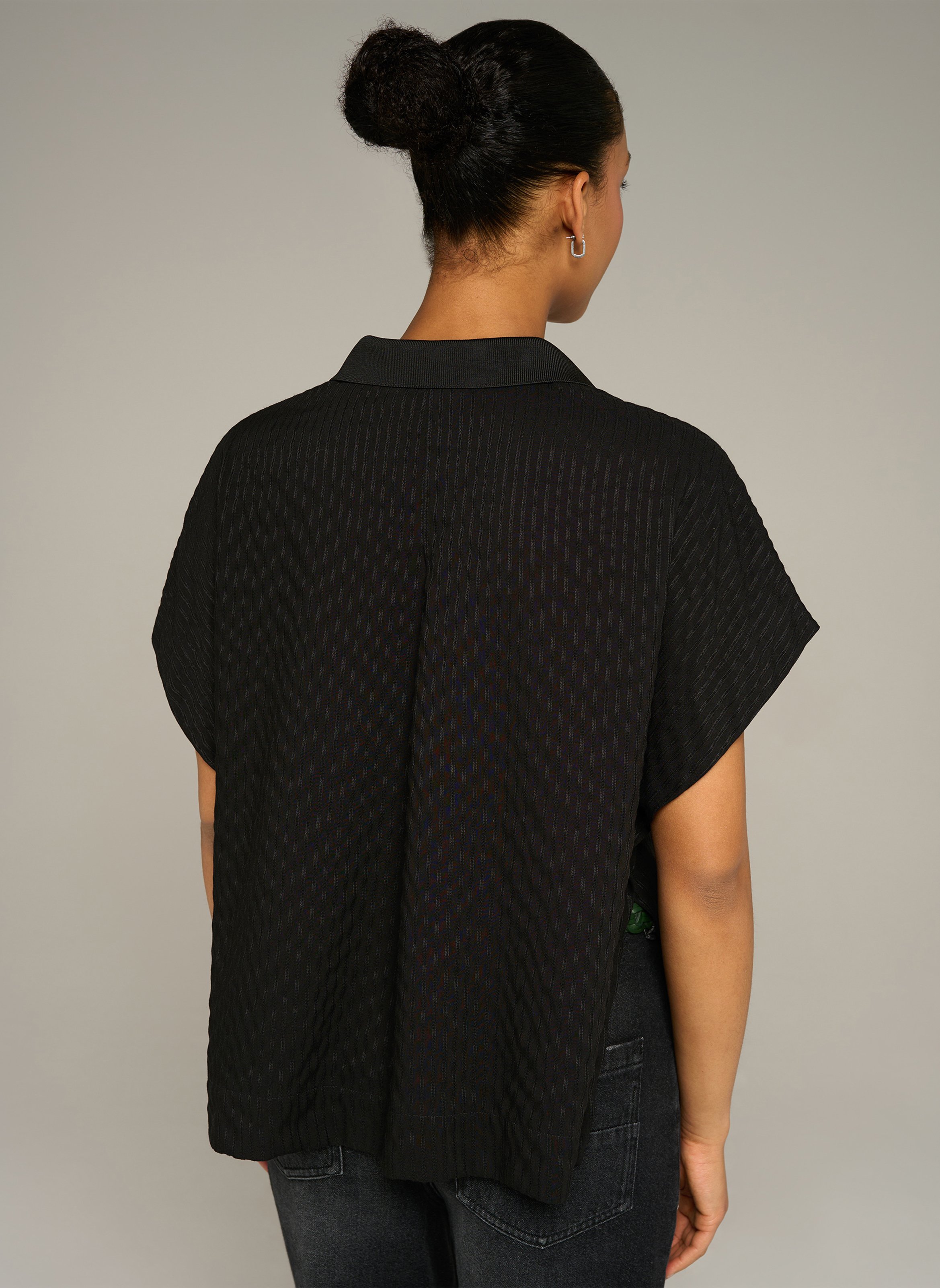 Wijdvallende effen blouse met knoopsluiting COTELAC ACOTE Zwart