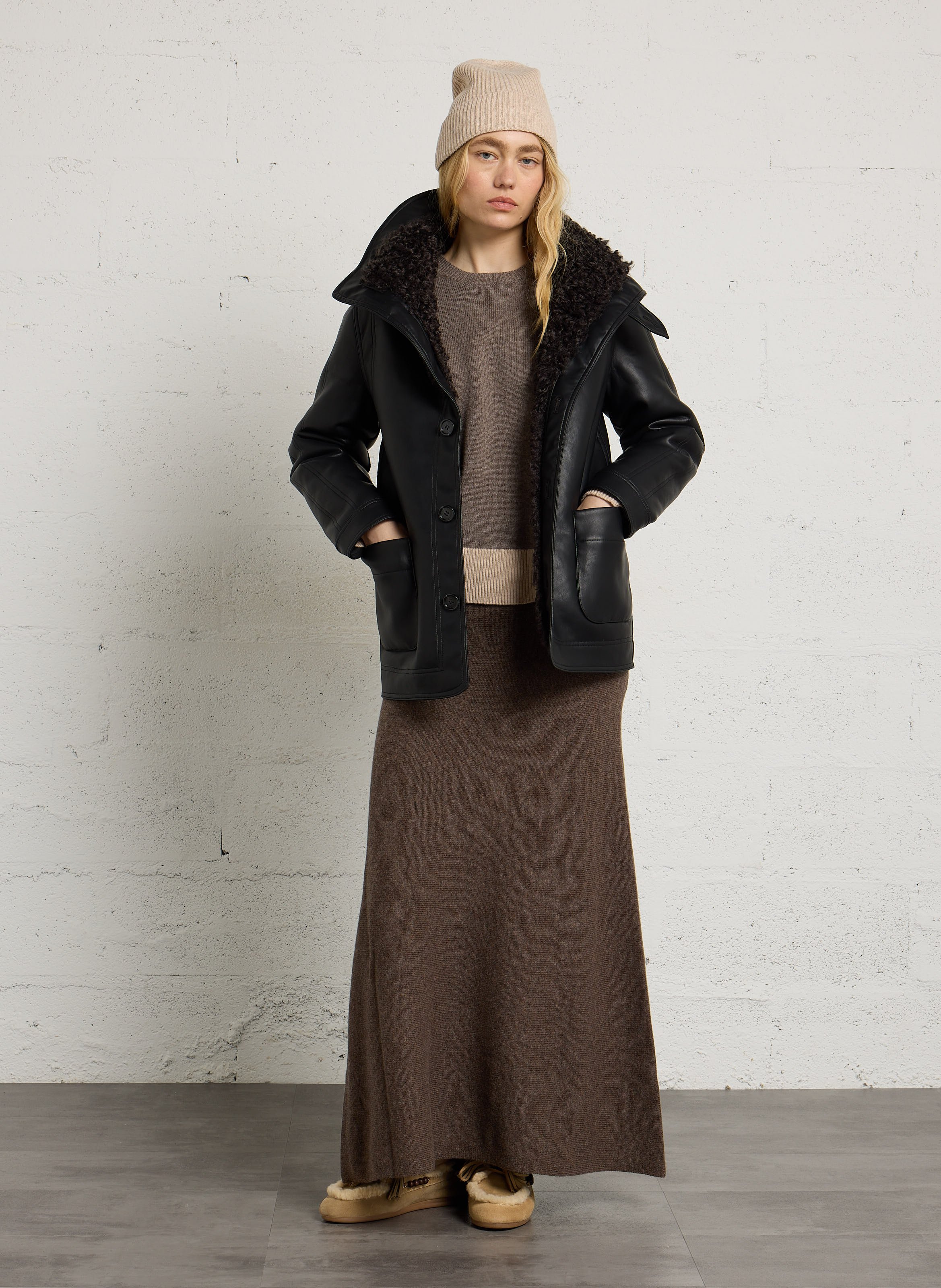 Veste droite col montant LEON & HARPER Noir