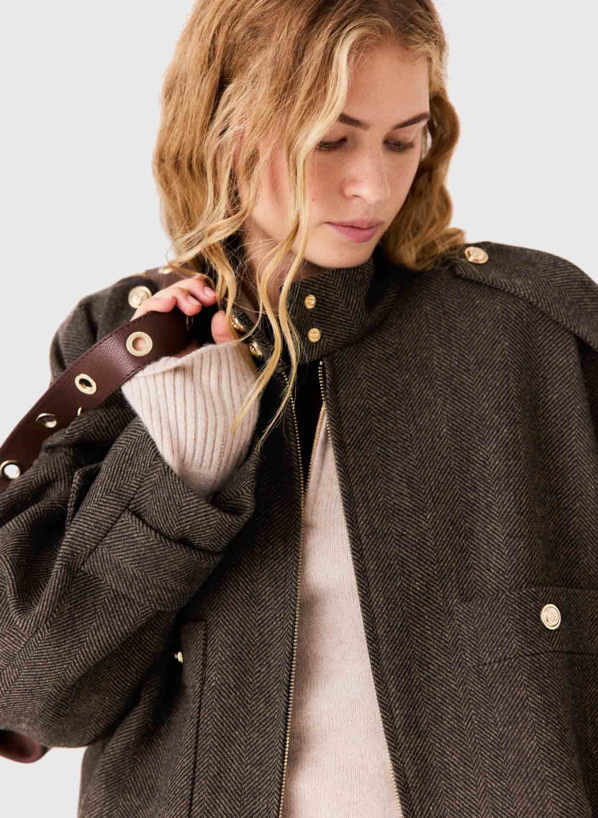 Veste oversize en laine mélangée MAJE Marron