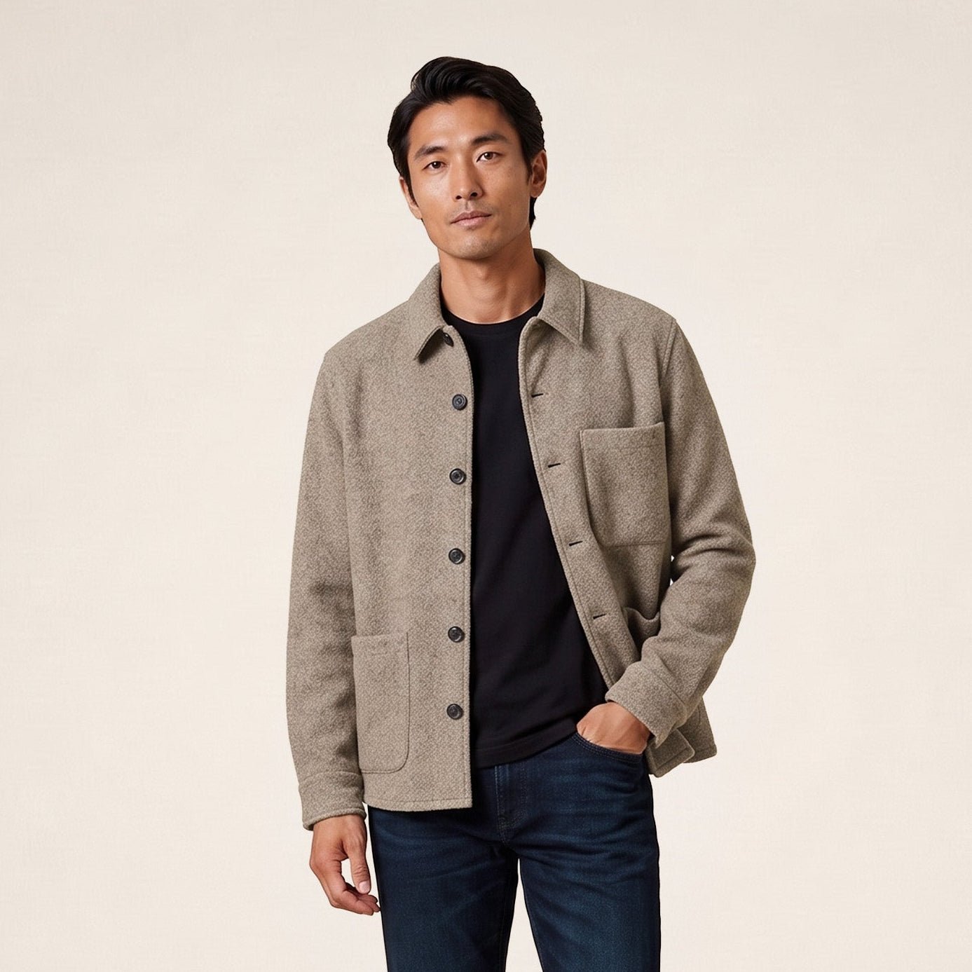 Textured Brown Feather TRAP Overshirt SERGE BLANCO Grey