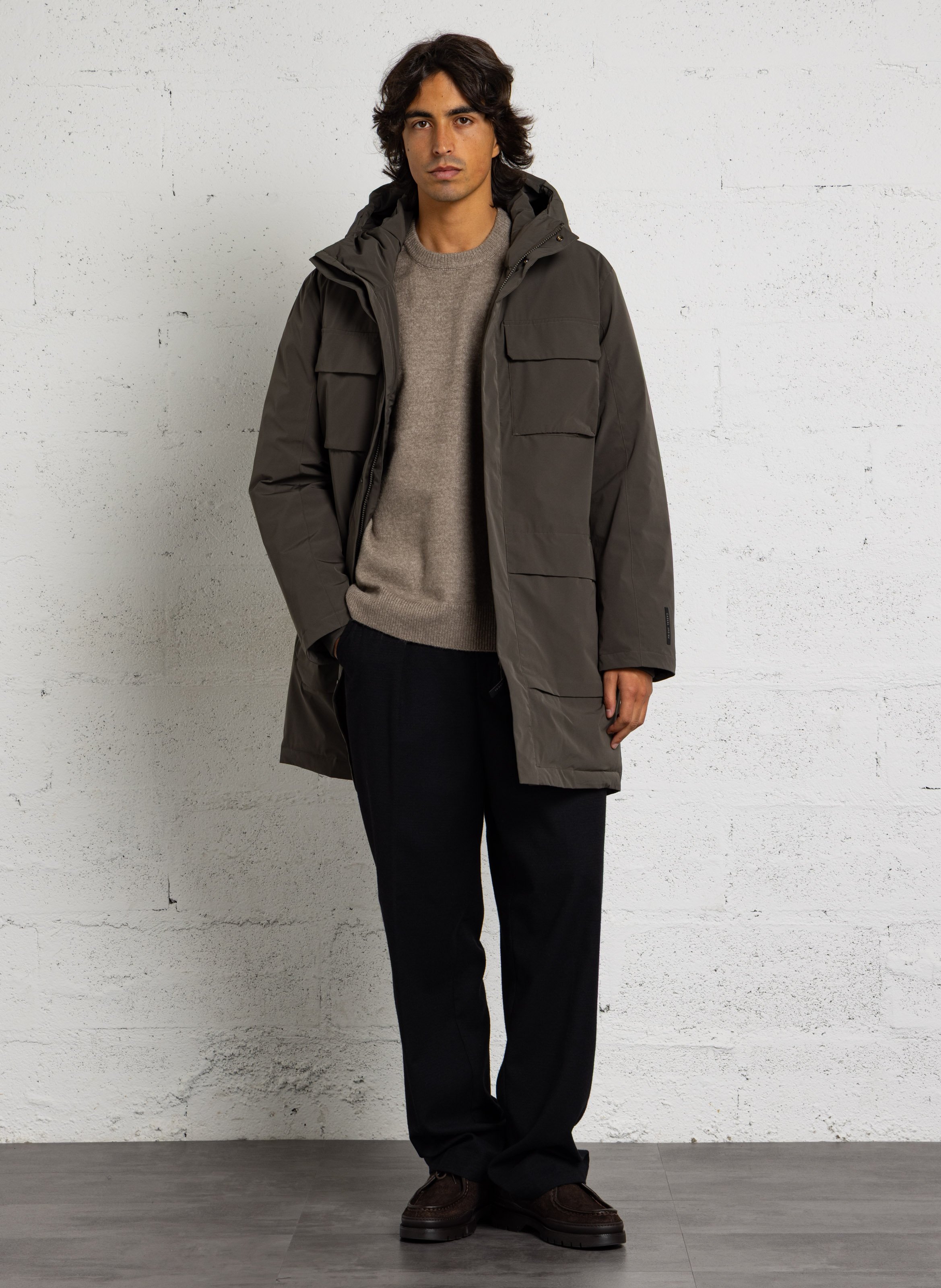 Straight parka with stand-up collar CASUAL FRIDAY Black