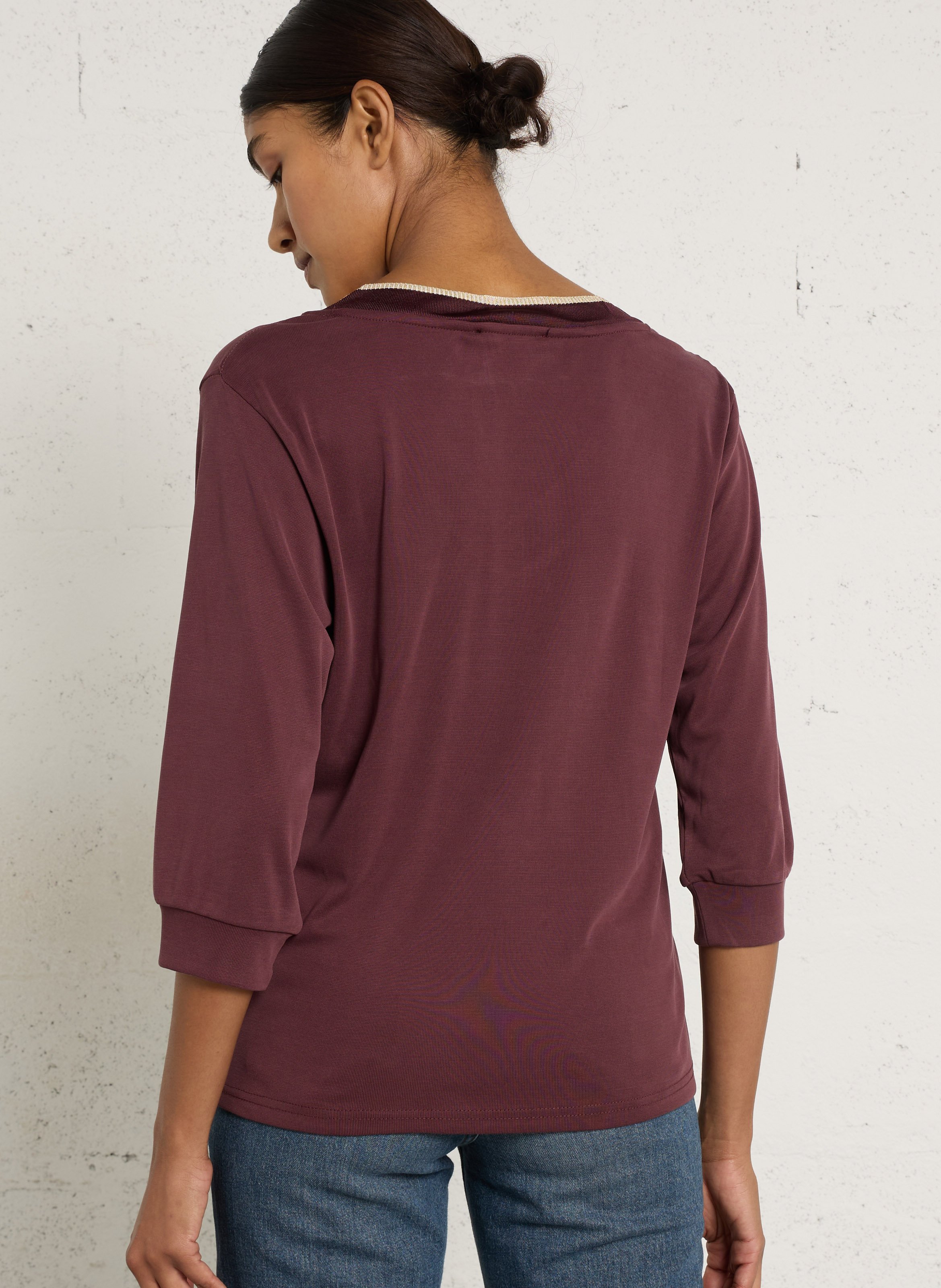 T-Shirt mit 3/4-Ärmeln und V-Ausschnitt LE TEMPS DES CERISES Rot