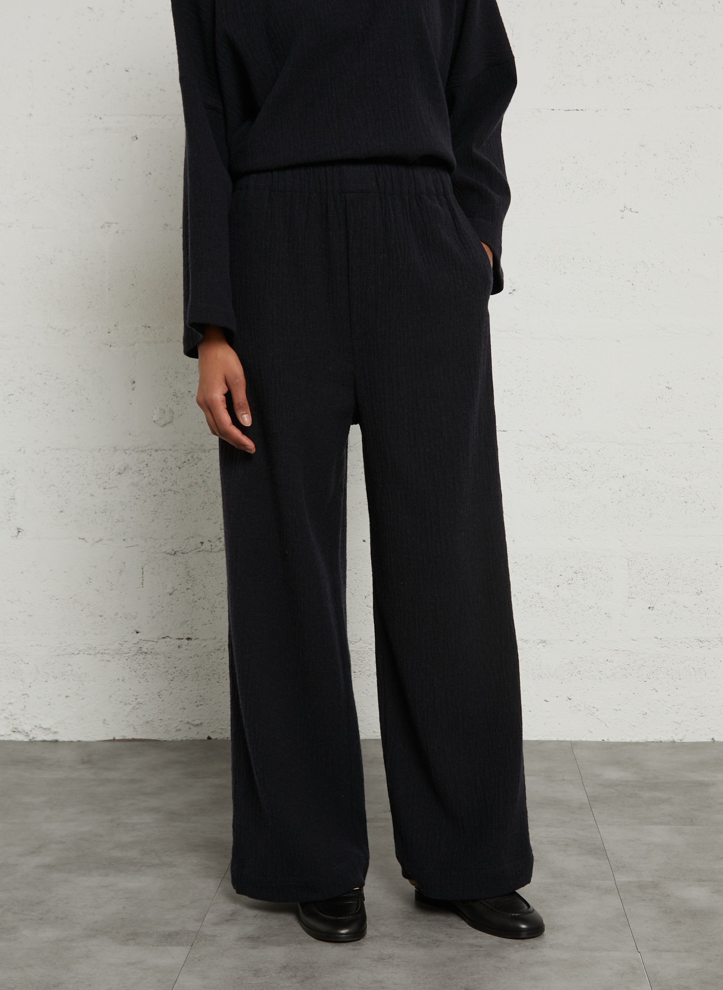 Plain wide-leg trousers in a cotton blend MASSCOB Blue