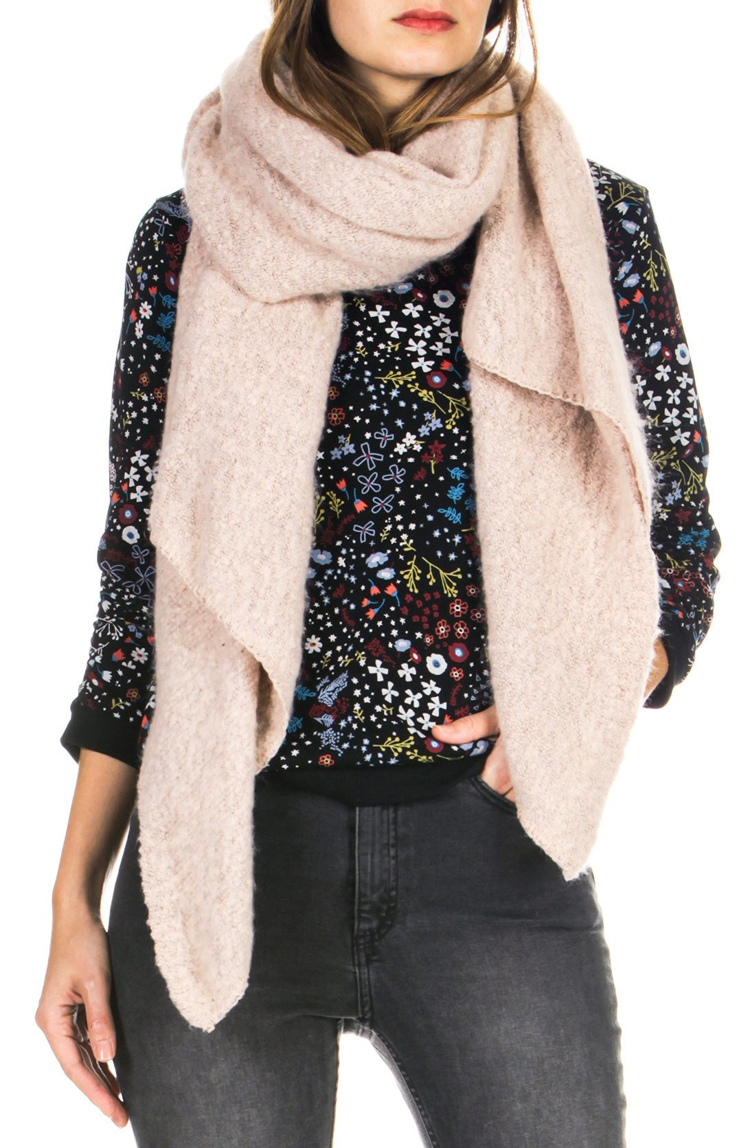 Chenille knit scarf PIECES Pink