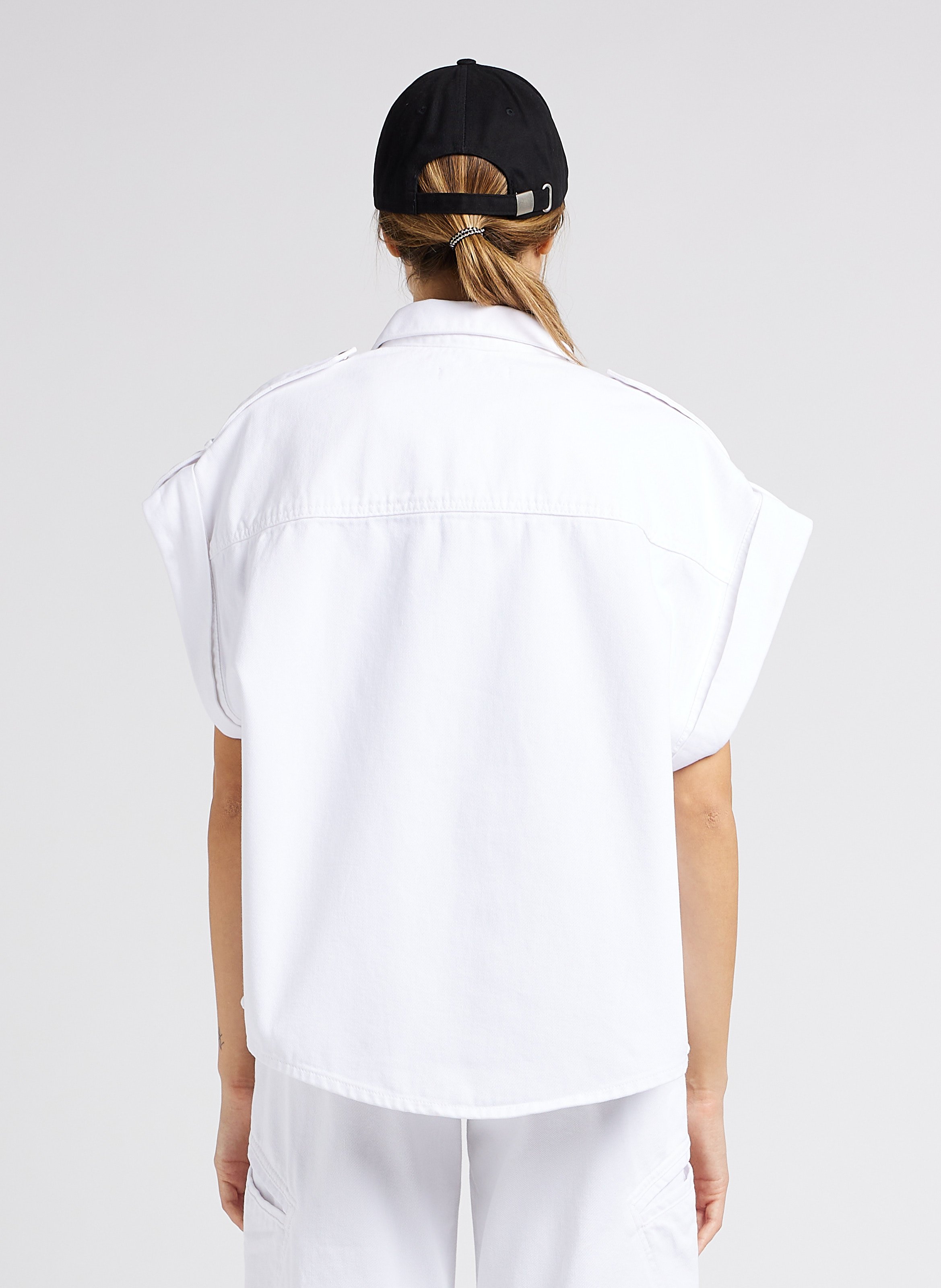 Veste en jean oversize sans manches en coton  IRO Blanc