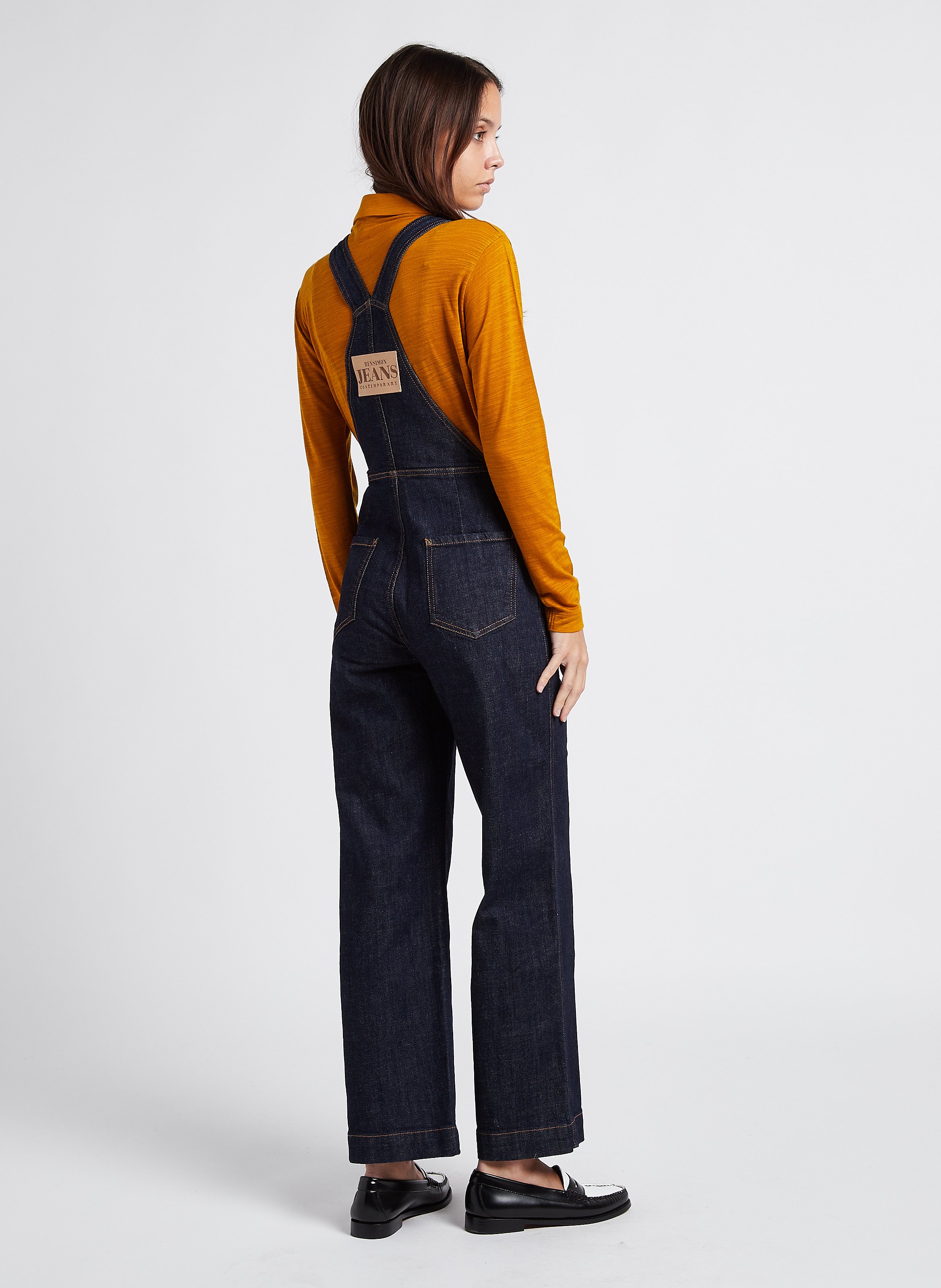 Wide leg Cotton Denim Overalls Jean Bensimon Women Place des