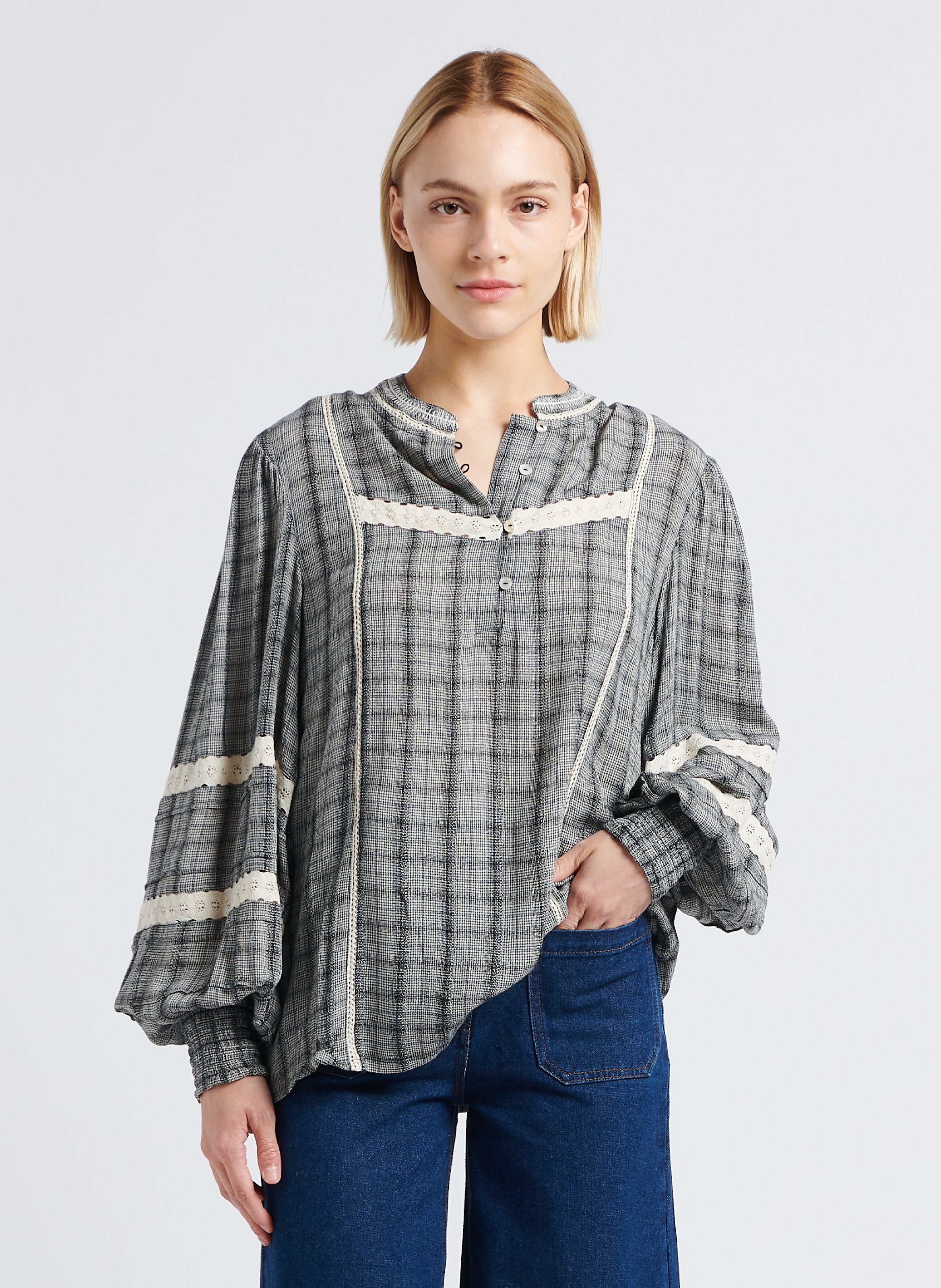 Round neck Cotton Top Gris Stella Forest Women Place des Tendances