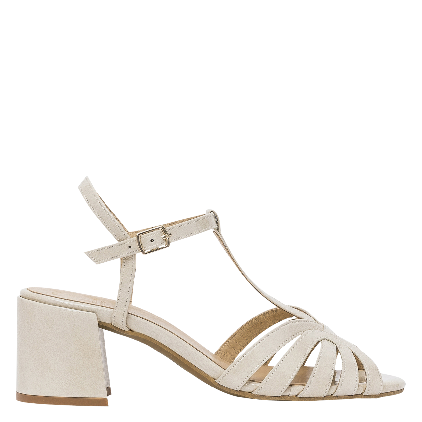 Ledersandalen mit mittelhohem Absatz BOCAGE Weiss
