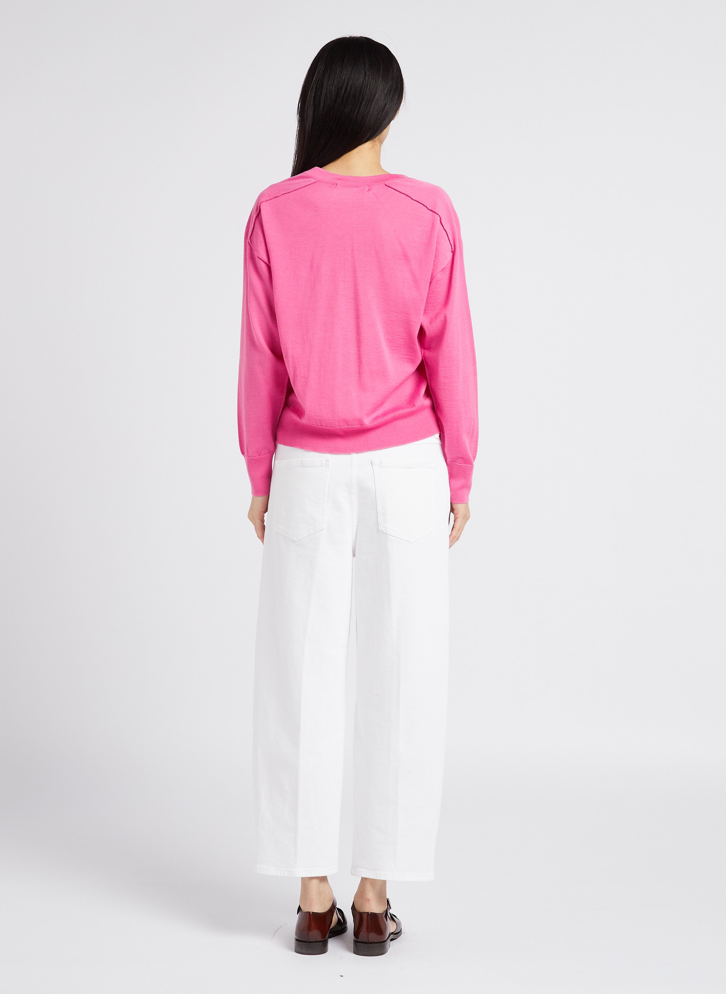 Merinowollen trui met V-hals COLLECTORS CLUB Roze