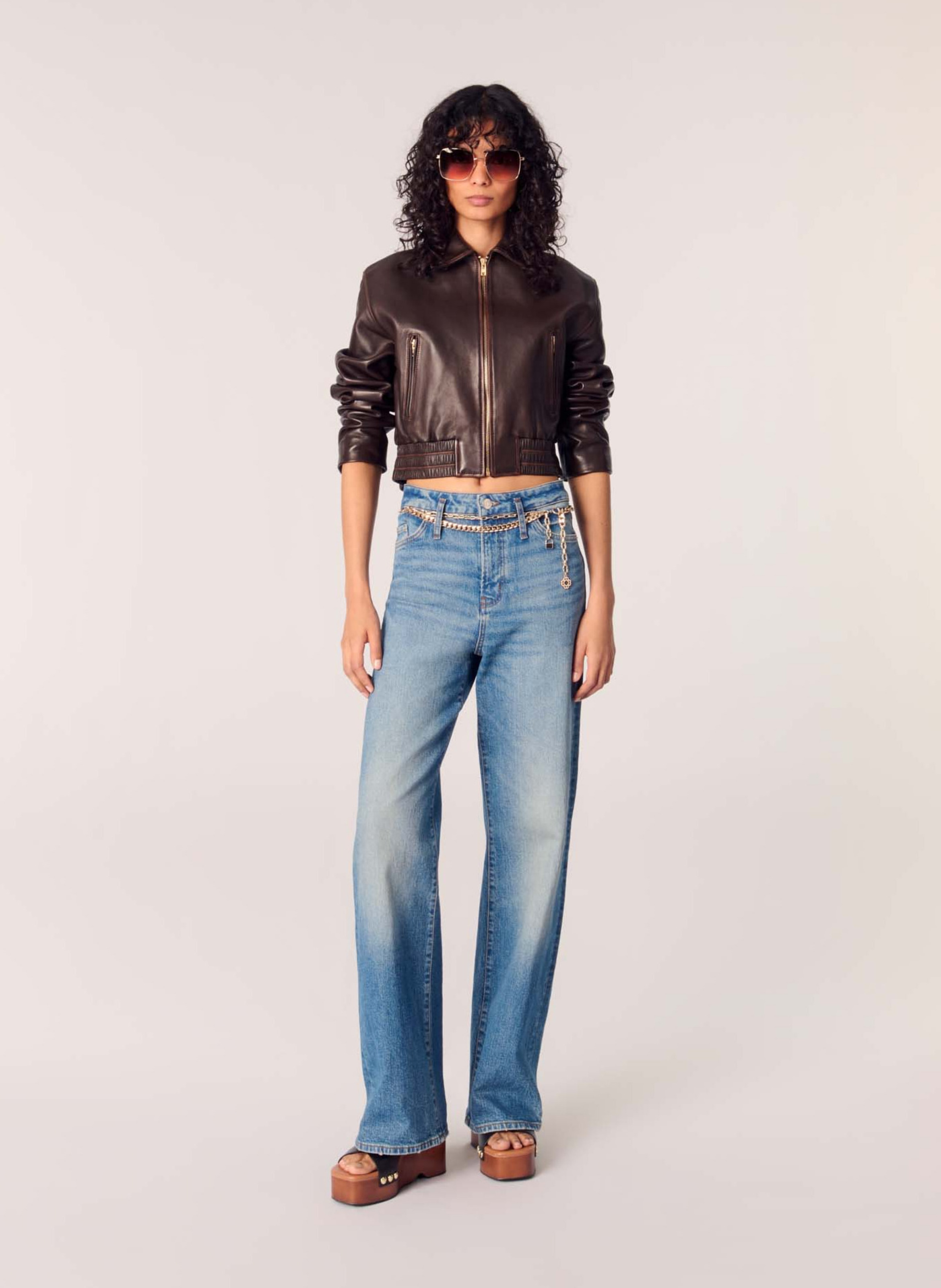 Cactus - Kurzer Lederblouson mit Reißverschluss MAJE Braun