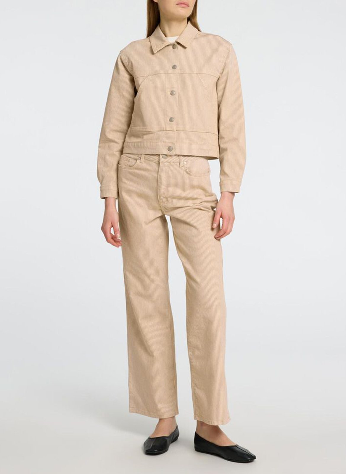 Straight striped jeans in blended organic cotton SELECTED Beige