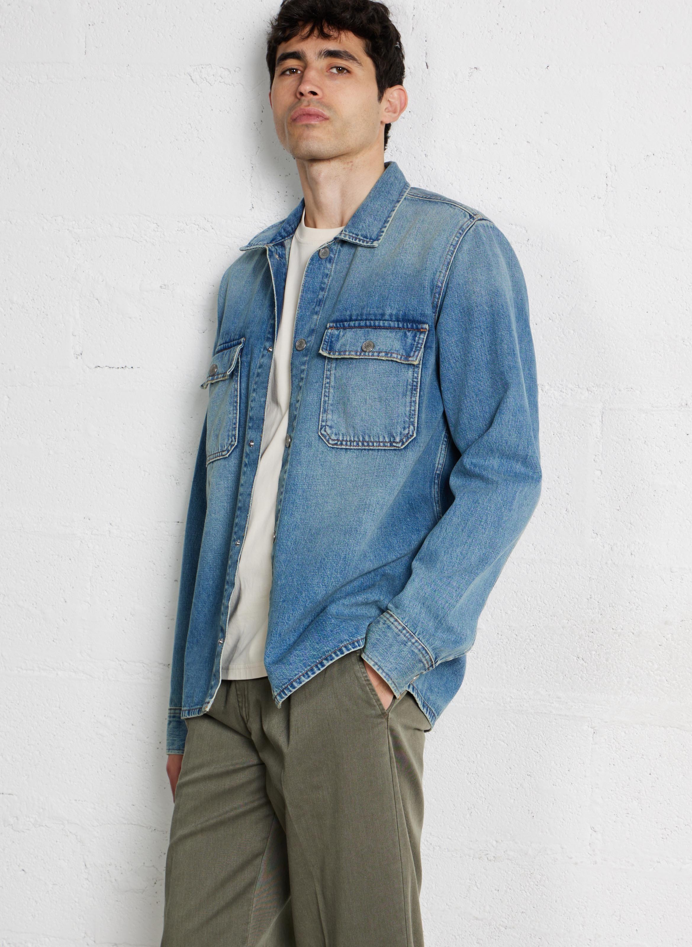 Buttoned straight denim shirt PEPE JEANS Blue