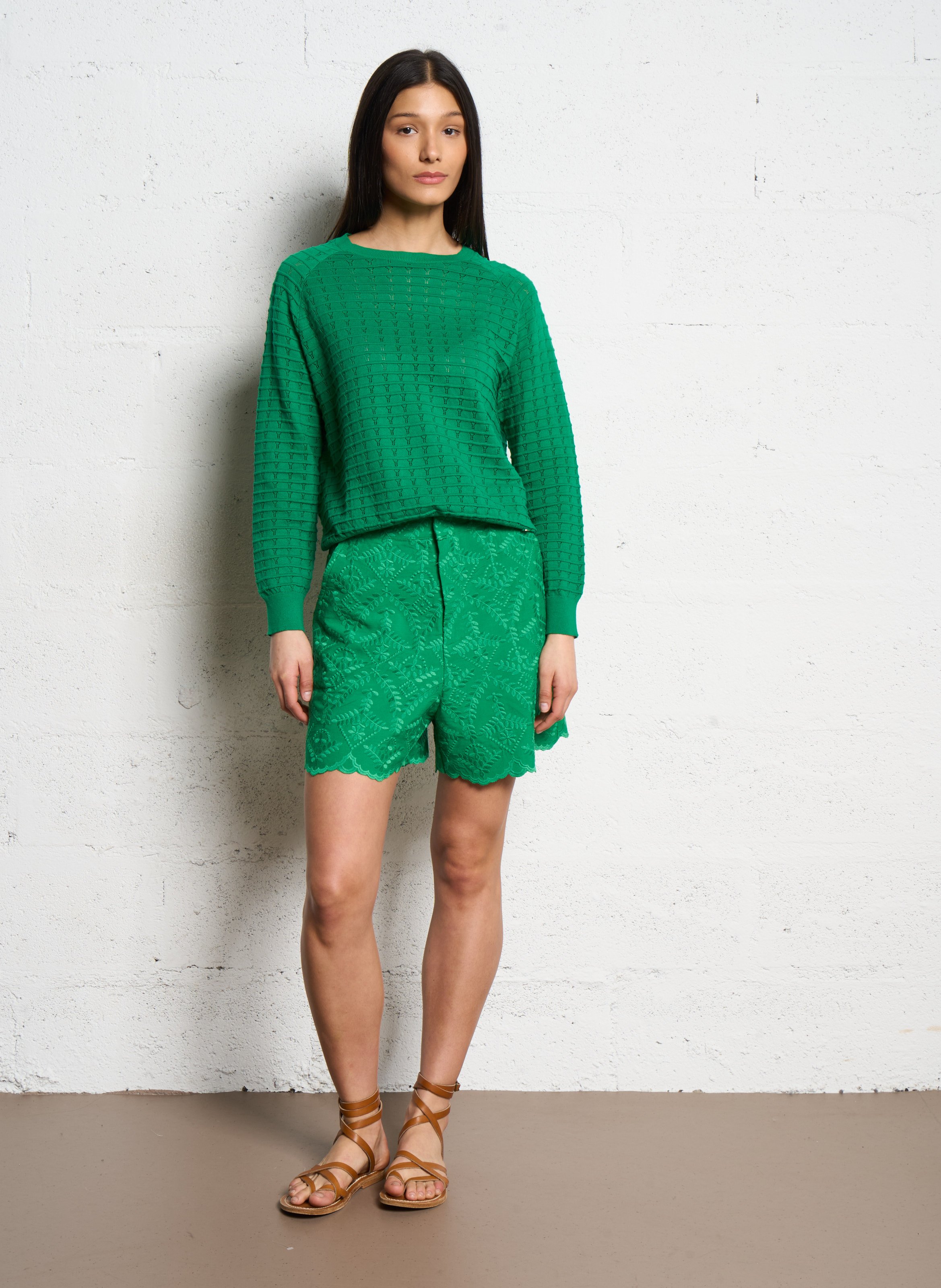 Short droit brodé LA PETITE ETOILE Vert