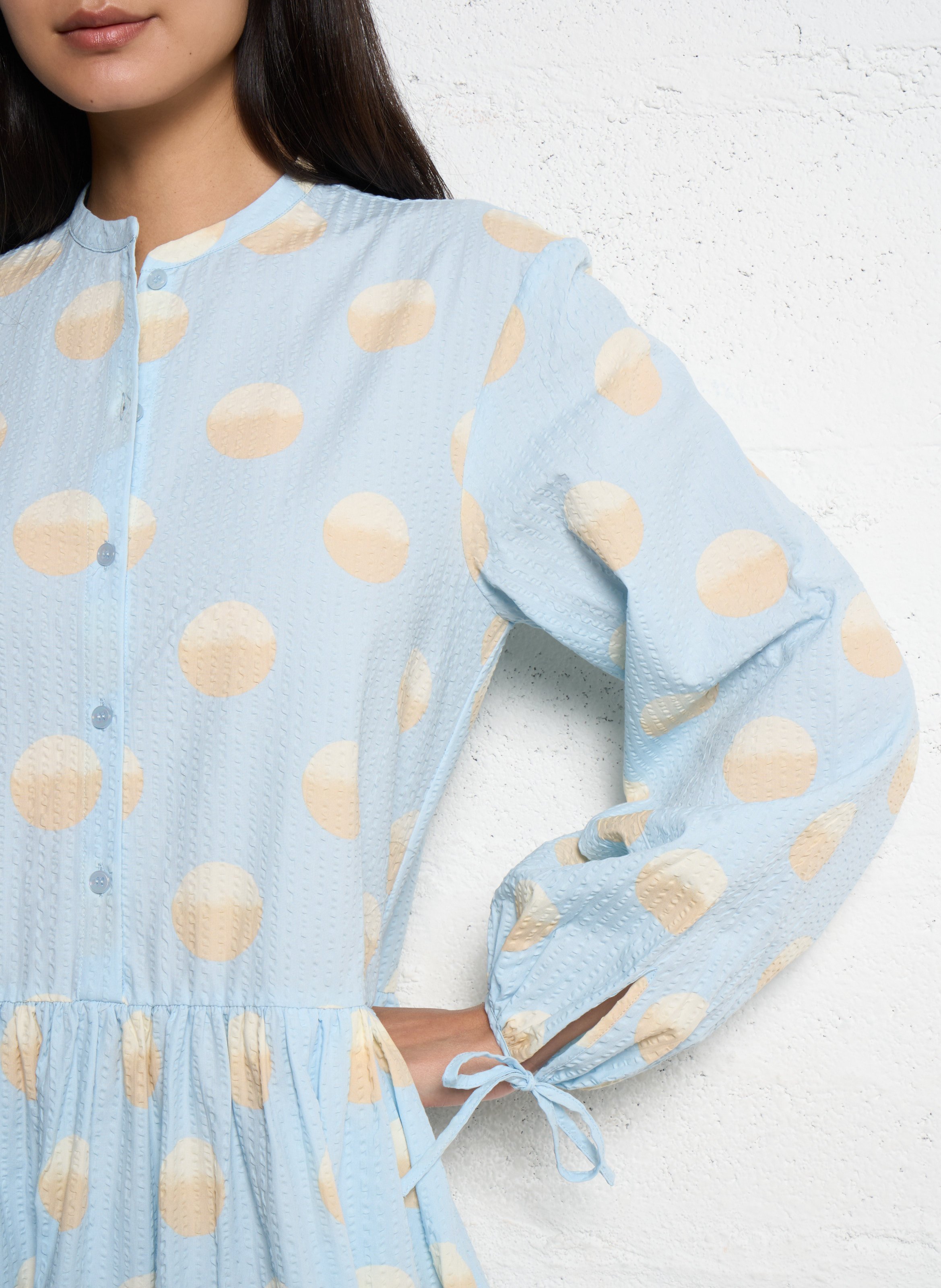 Robe longue col rond en coton bio STELLA NOVA Bleu